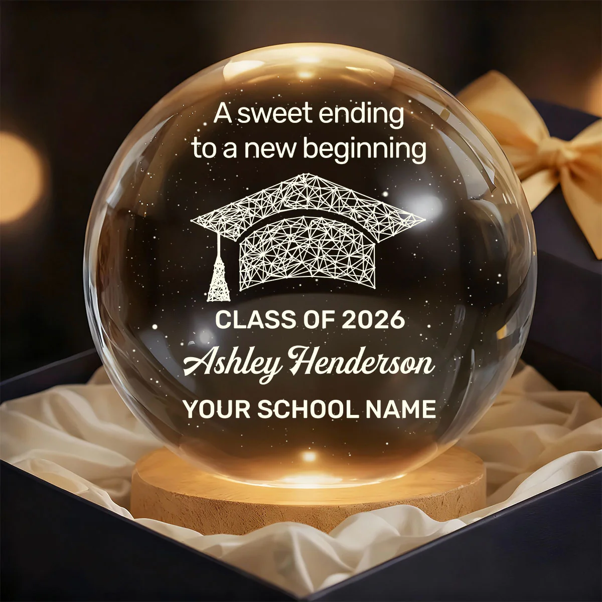 A Sweet Ending To A New Beginning - Personalized Crystal Ball Night Light - Image 7
