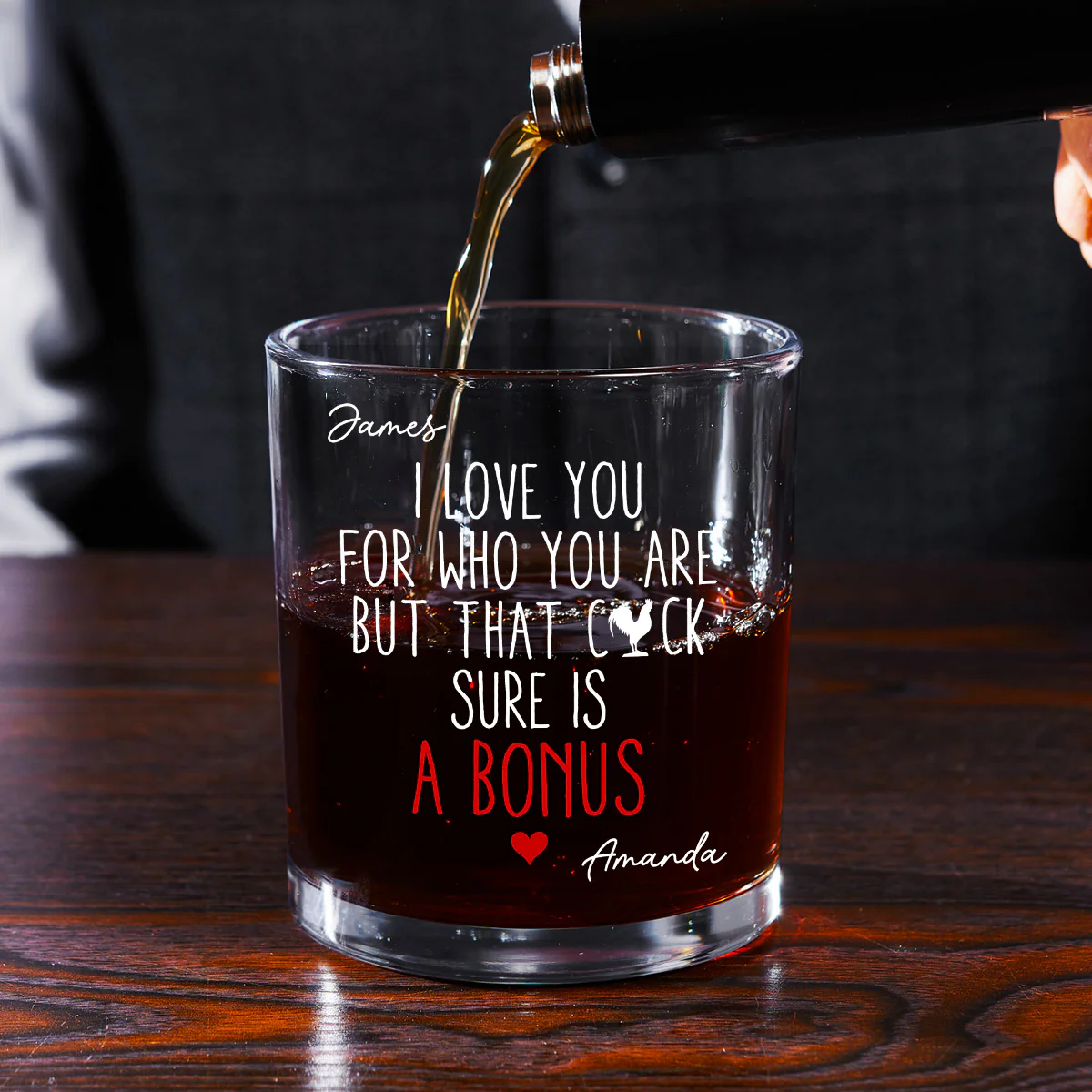 A Tiny Bonus - Personalized Round Whiskey Glass - Image 4