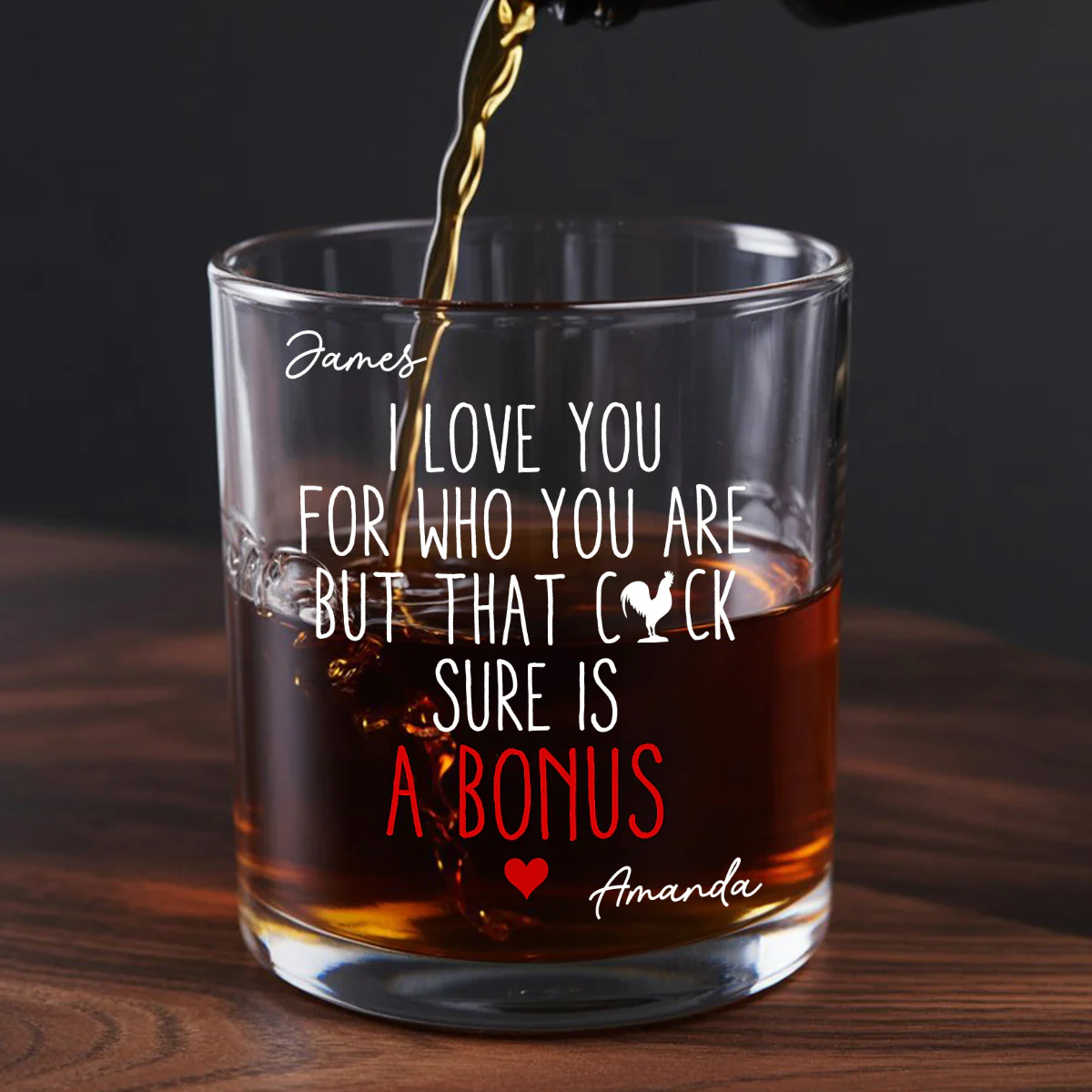 A Tiny Bonus - Personalized Round Whiskey Glass - Image 5