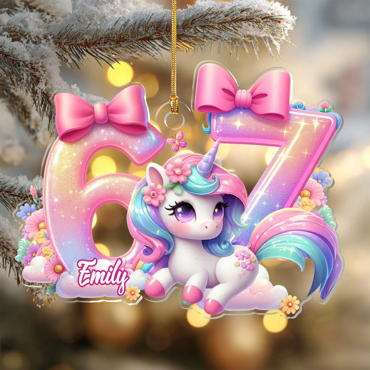 Adorable 67 Unicorn - Personalized 1-Layer Acrylic Ornament