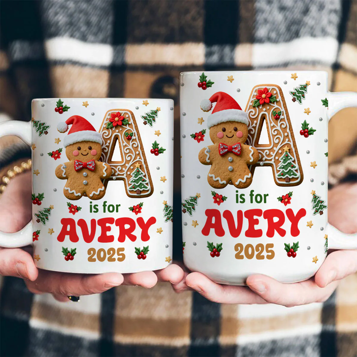 Adorable Gingerbread Alphabets - Personalized Ceramic Coffee Mug - Image 4