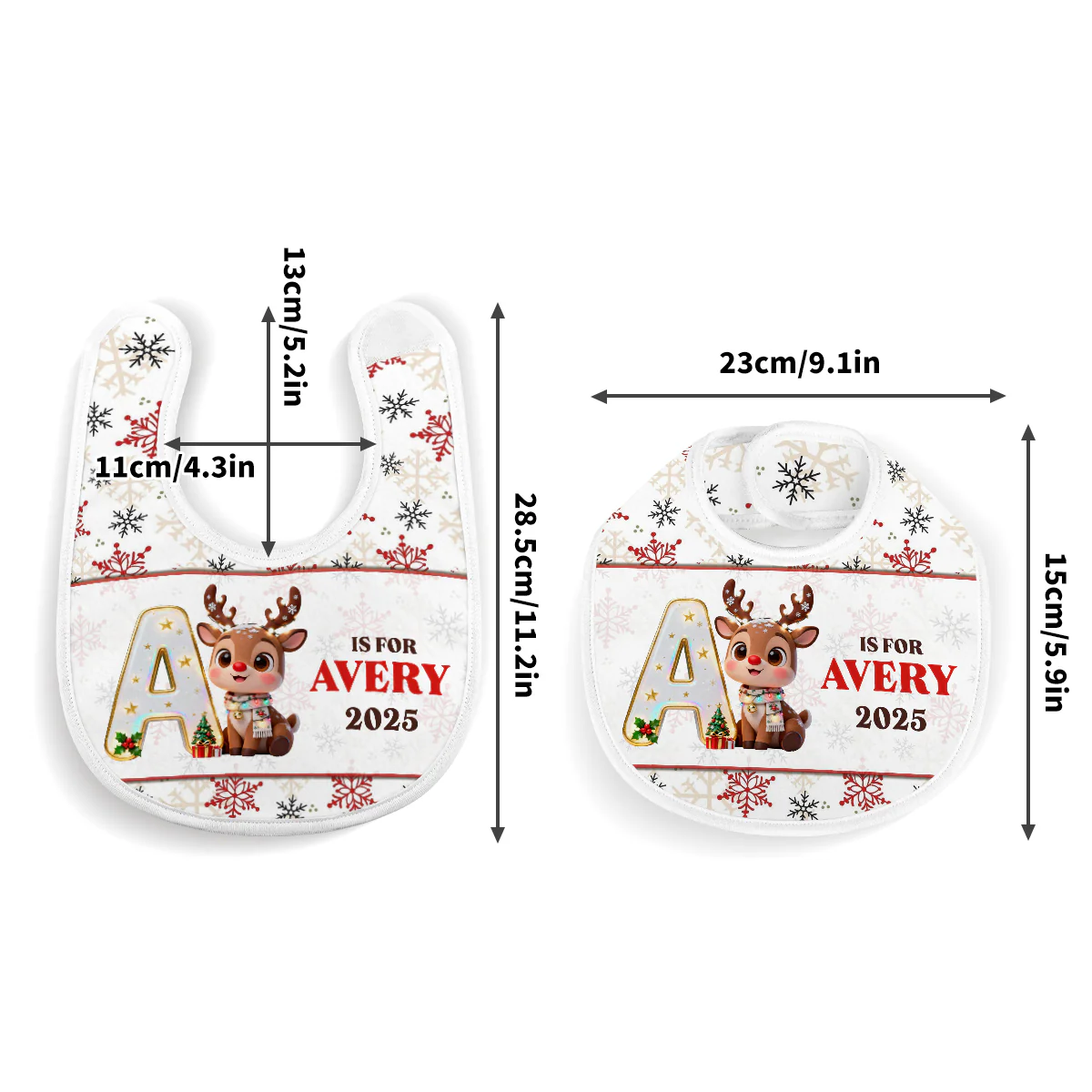 Adorable Reindeer Alphabets - Personalized Baby Bib - Image 4