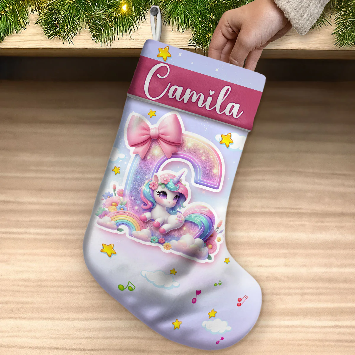 Adorable Unicorn Alphabet - Personalized Christmas Stocking - Image 3