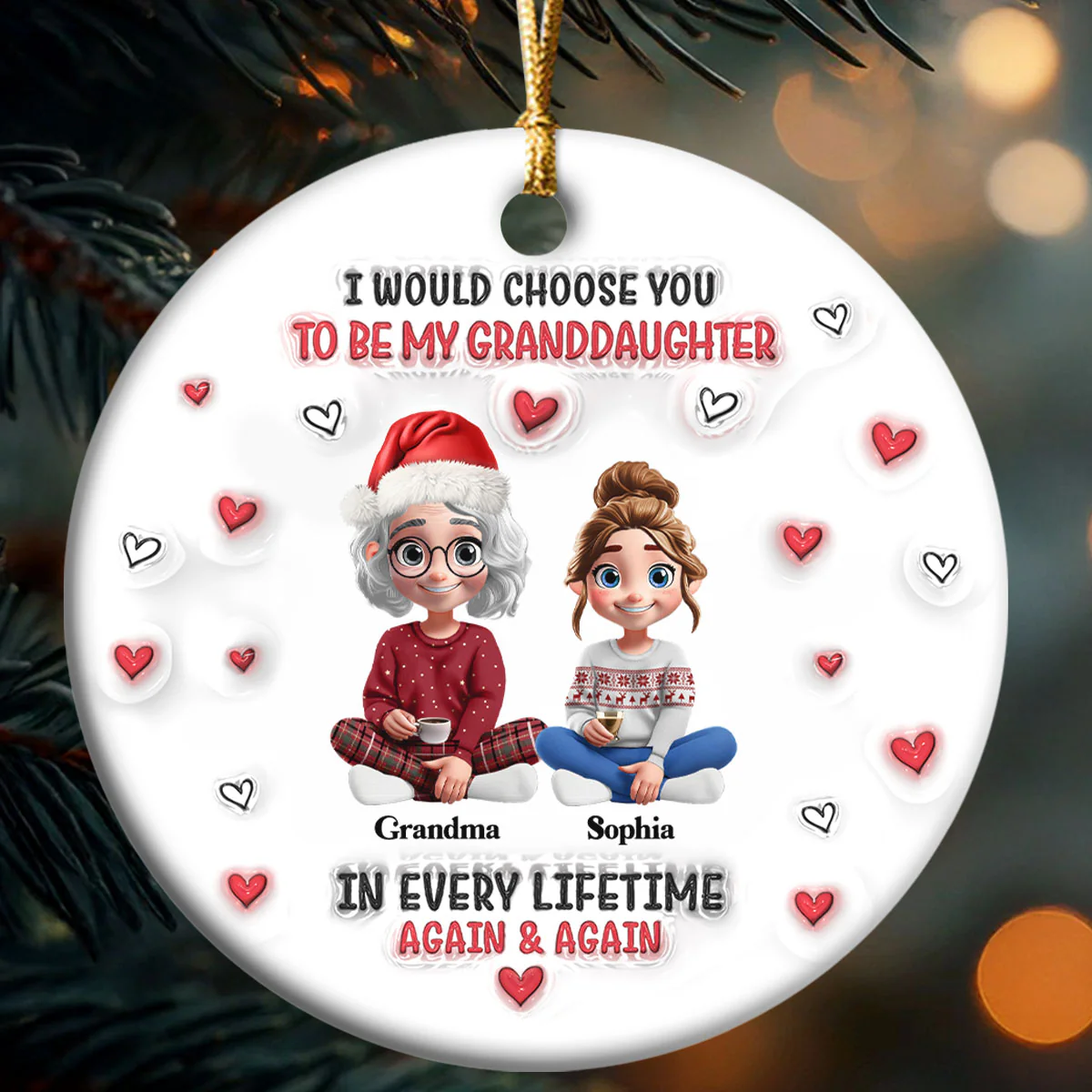 Again & Again - Personalized Round Shaped Ceramic Ornament