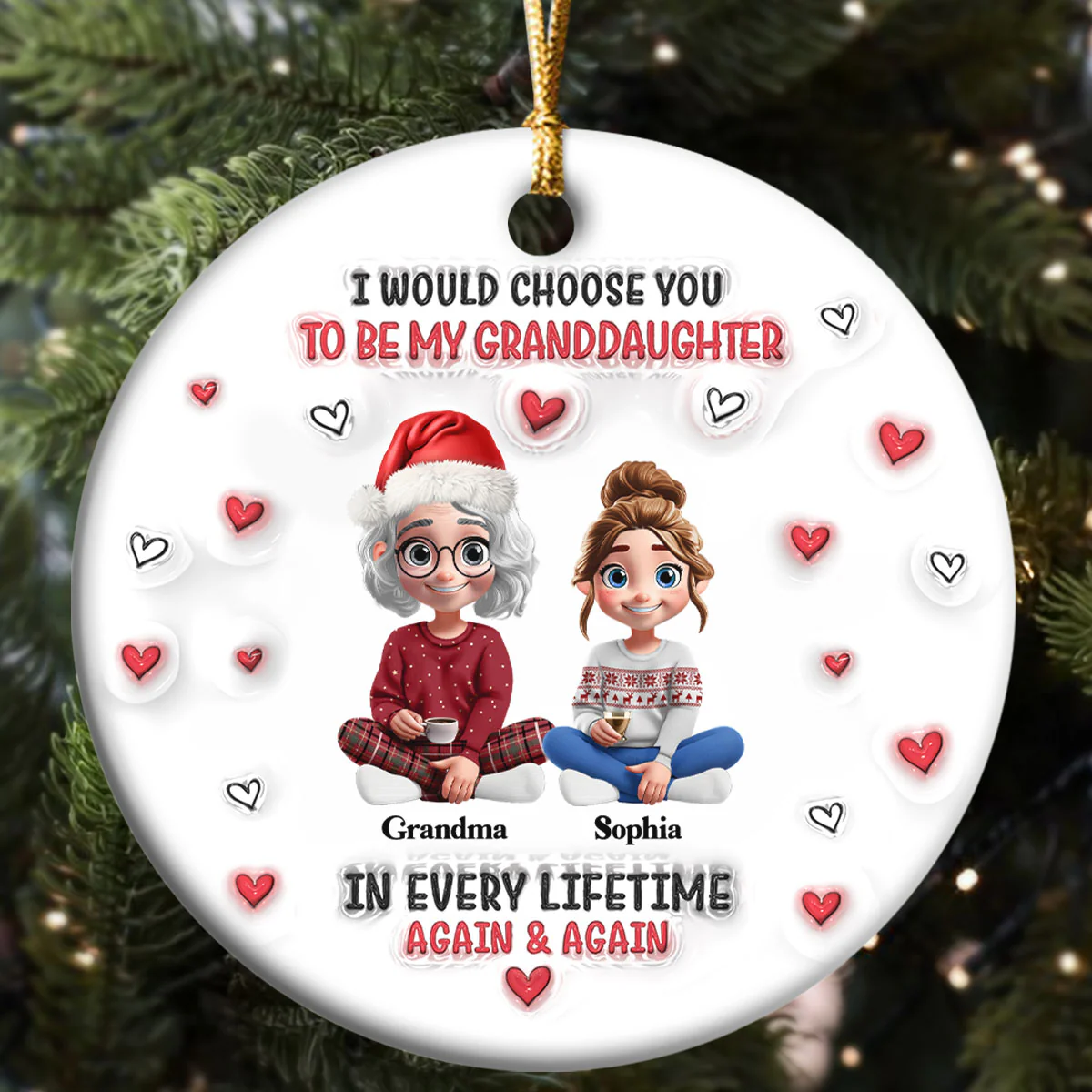 Again & Again - Personalized Round Shaped Ceramic Ornament - Image 5