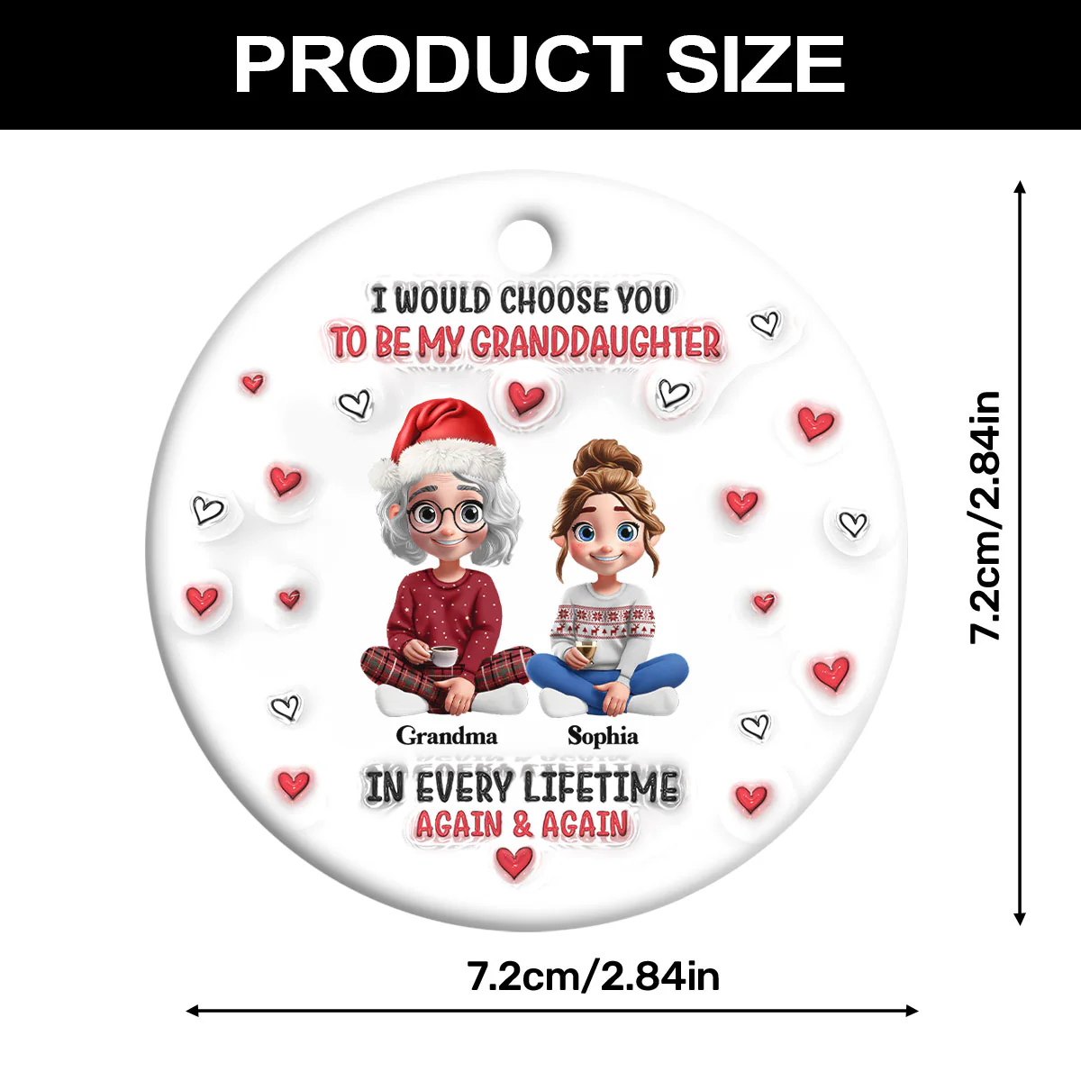 Again & Again - Personalized Round Shaped Ceramic Ornament - Image 7