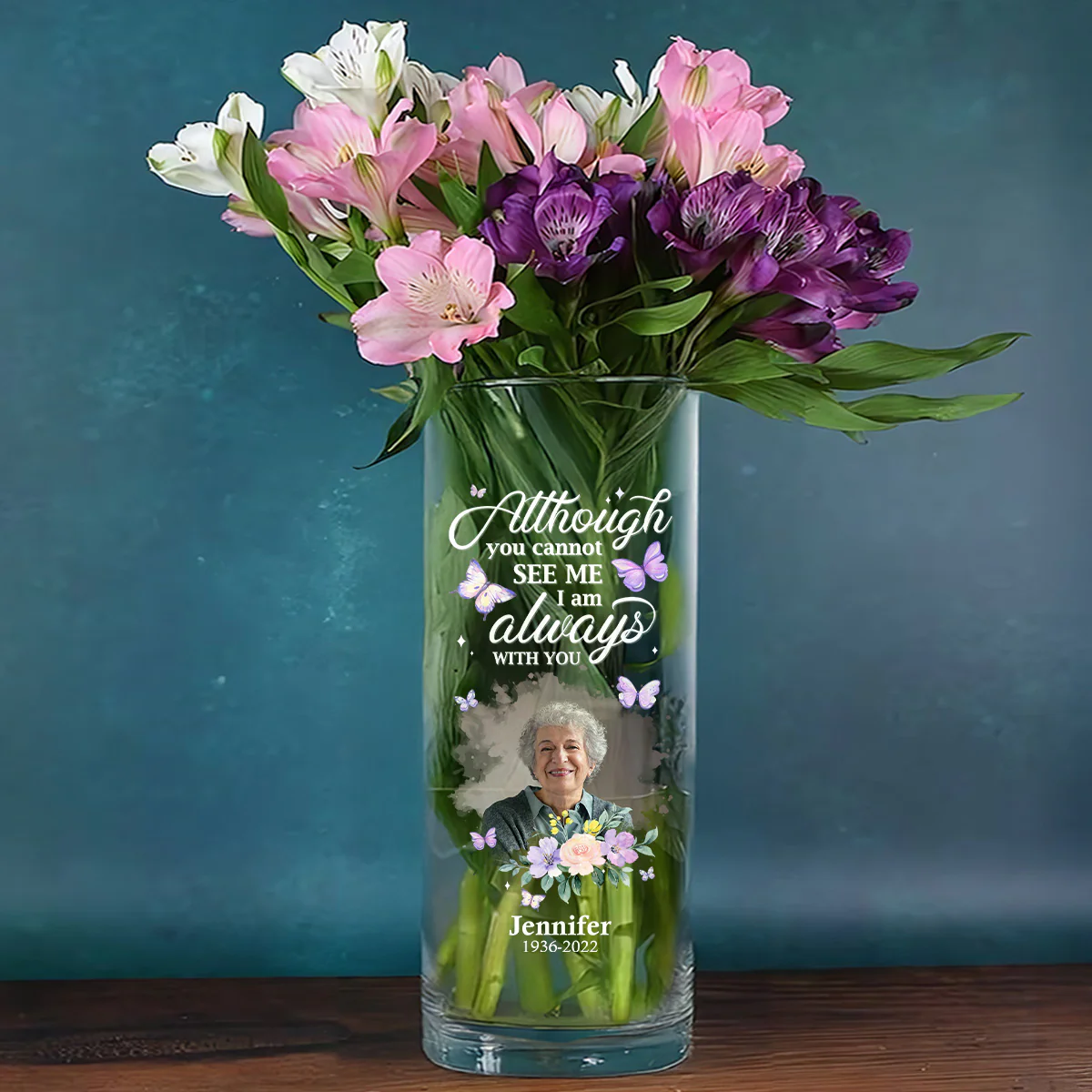 Although You Cannot See Me - Personalized Glass Vase - Image 3
