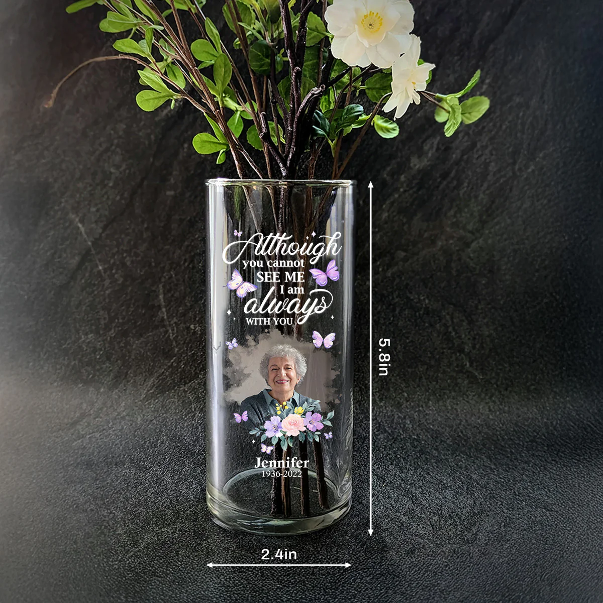 Although You Cannot See Me - Personalized Glass Vase - Image 7