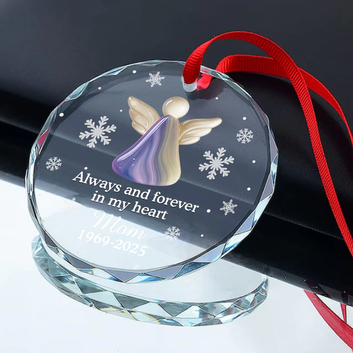 Always And Forever - Personalized Round Shaped Glass Ornament - Image 2