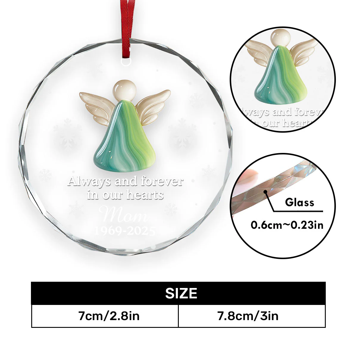 Always And Forever - Personalized Round Shaped Glass Ornament - Image 5