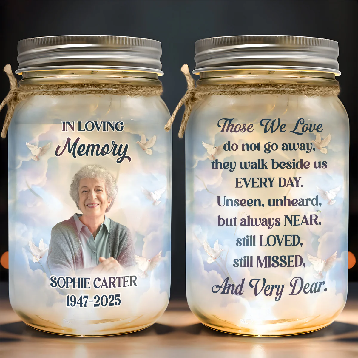 Always Beside Us Heart - Personalized Mason Jar Light
