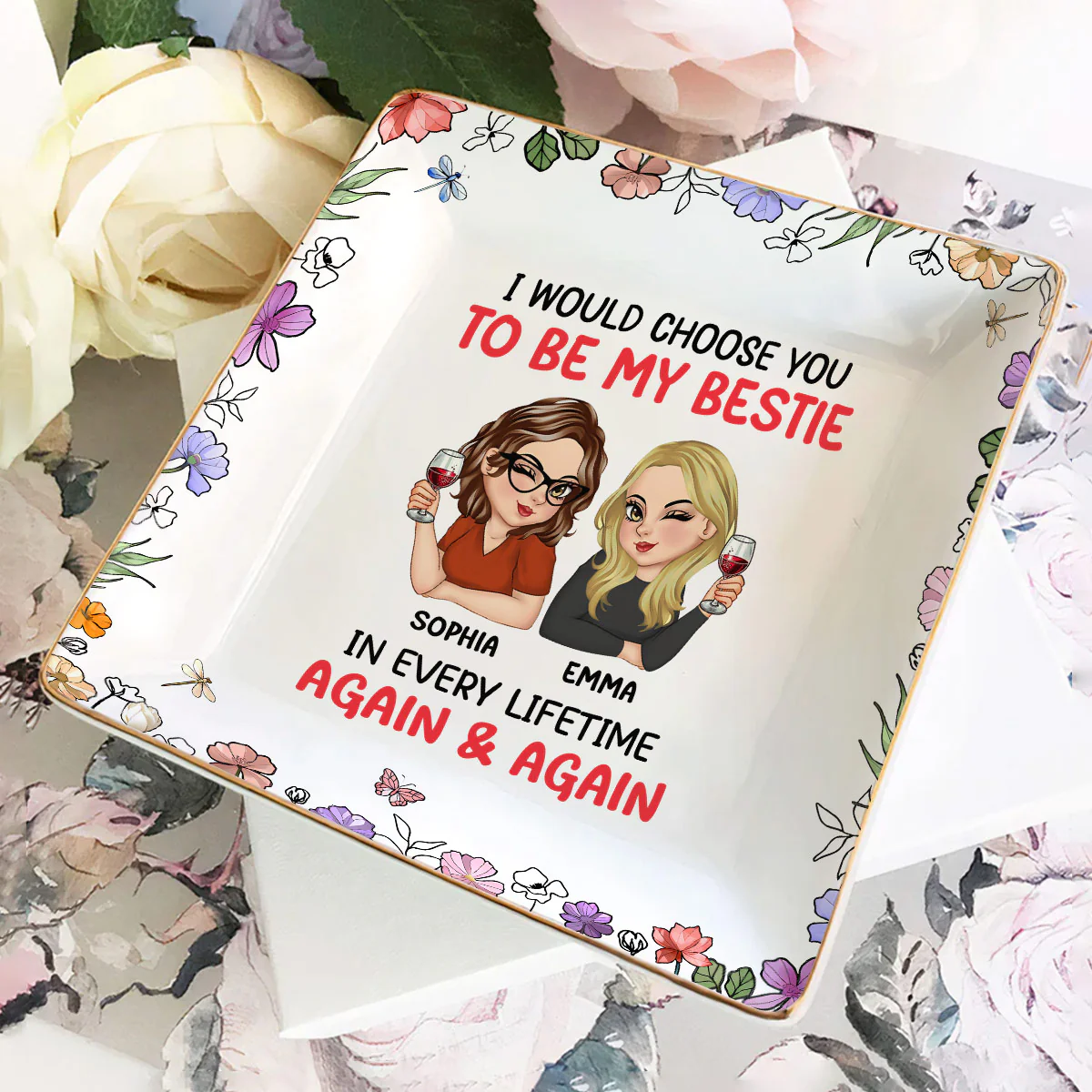 Always Choose You - Personalized Ceramic Ring Dish Square - Image 2