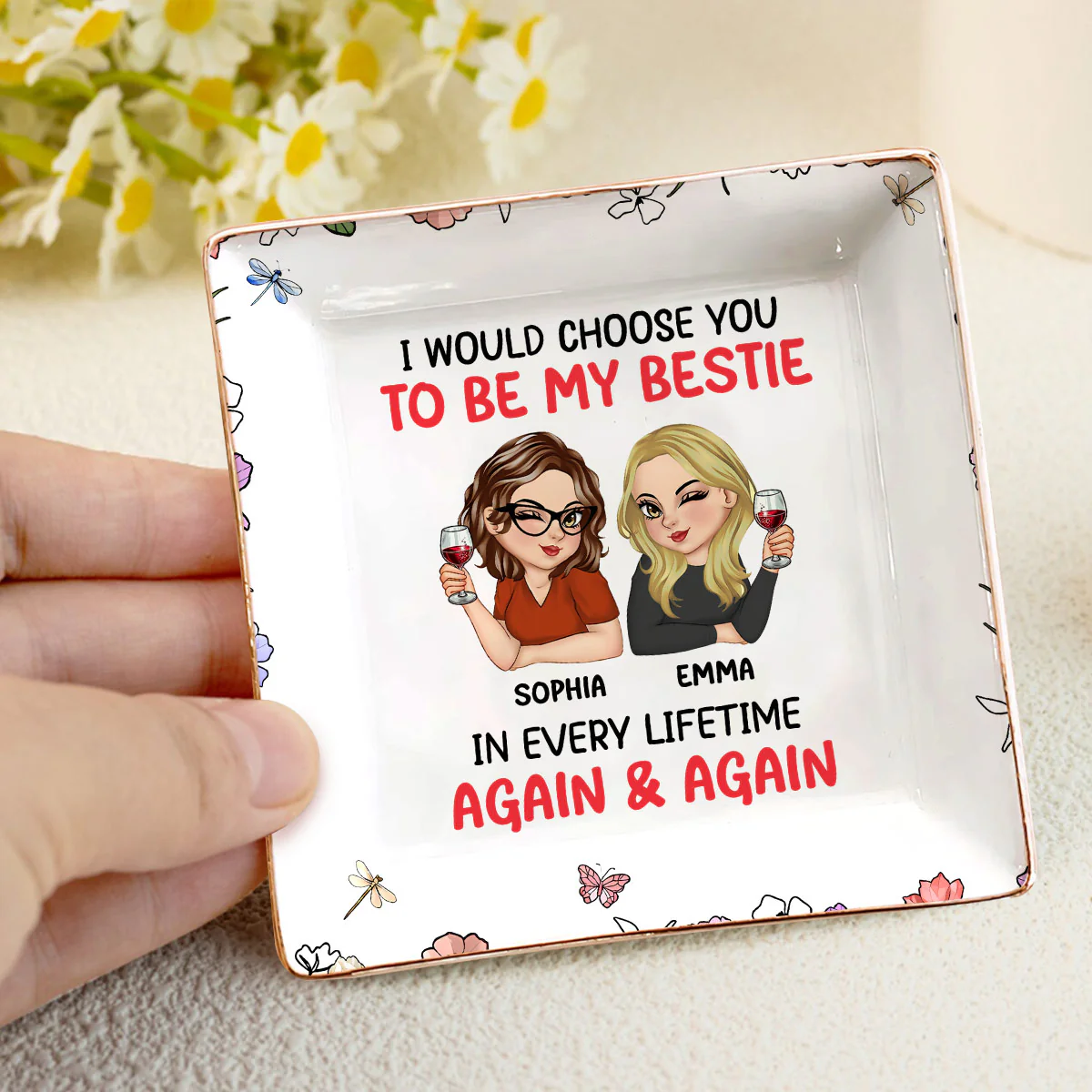 Always Choose You - Personalized Ceramic Ring Dish Square - Image 4