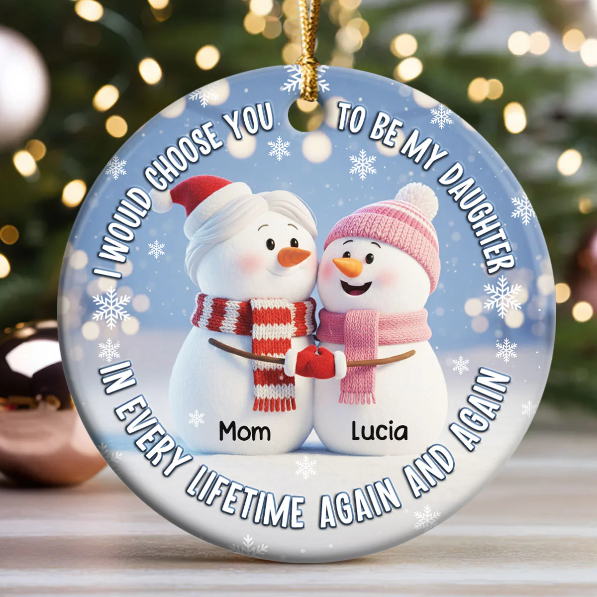 Always Choose You - Personalized Round Shaped Ceramic Ornament - Image 3