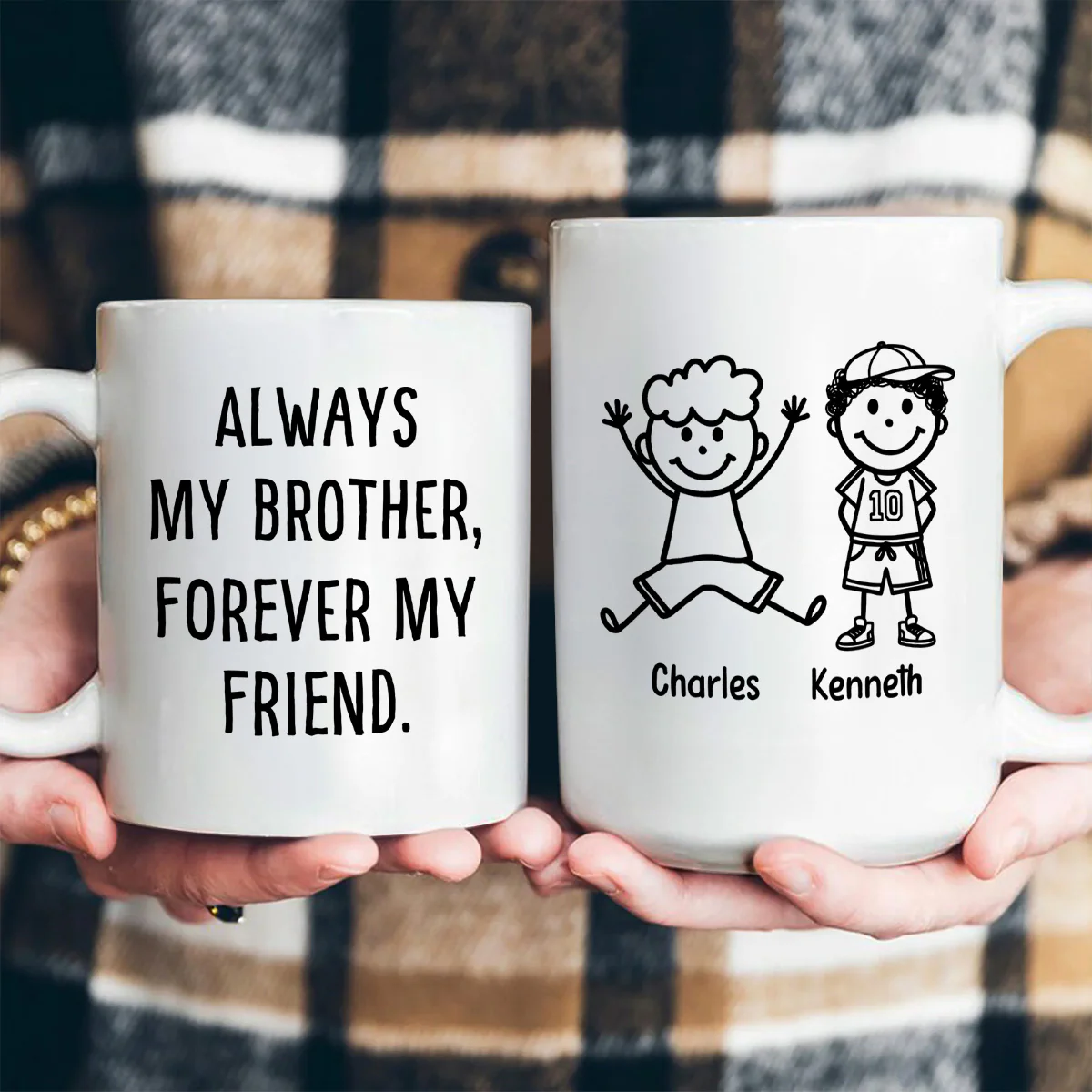 Always My Brother, Forever My Friend - Personalized Ceramic Coffee Mug - Image 4
