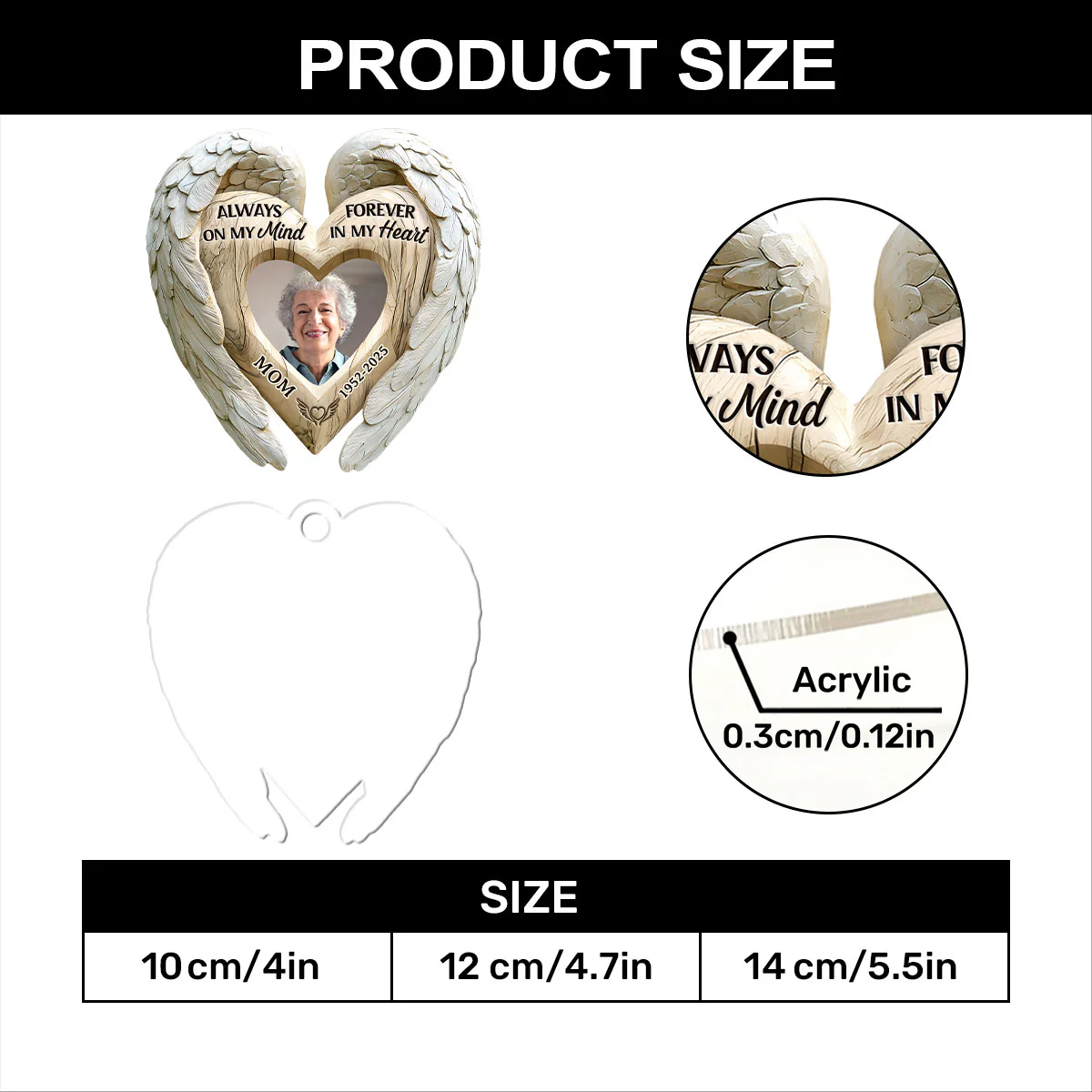 Always On My Mind Forever In My Heart - Personalized 1-Layer Acrylic Ornament - Image 7
