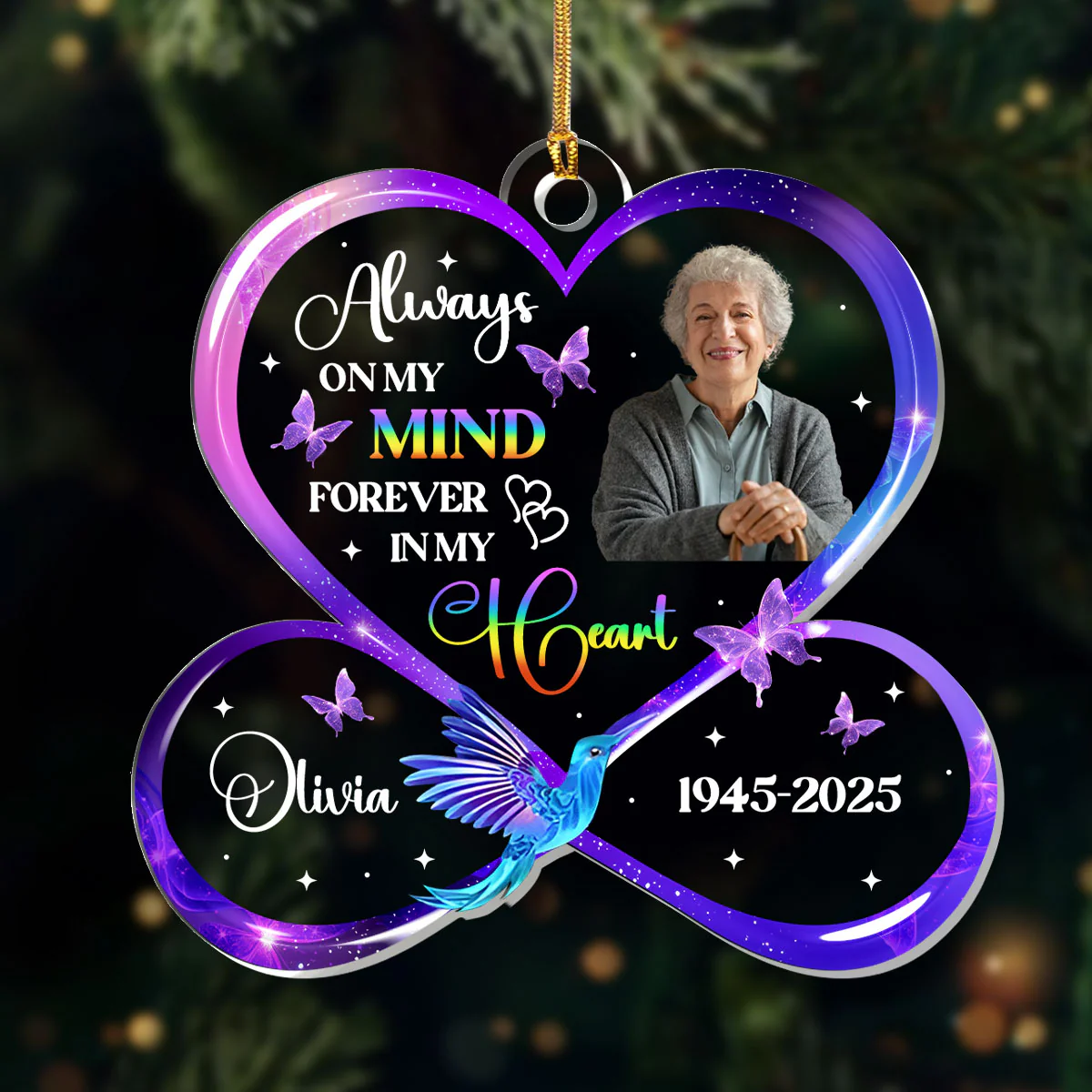 Always On My Mind Forever In My Heart - Personalized 1-Layer Acrylic Ornament