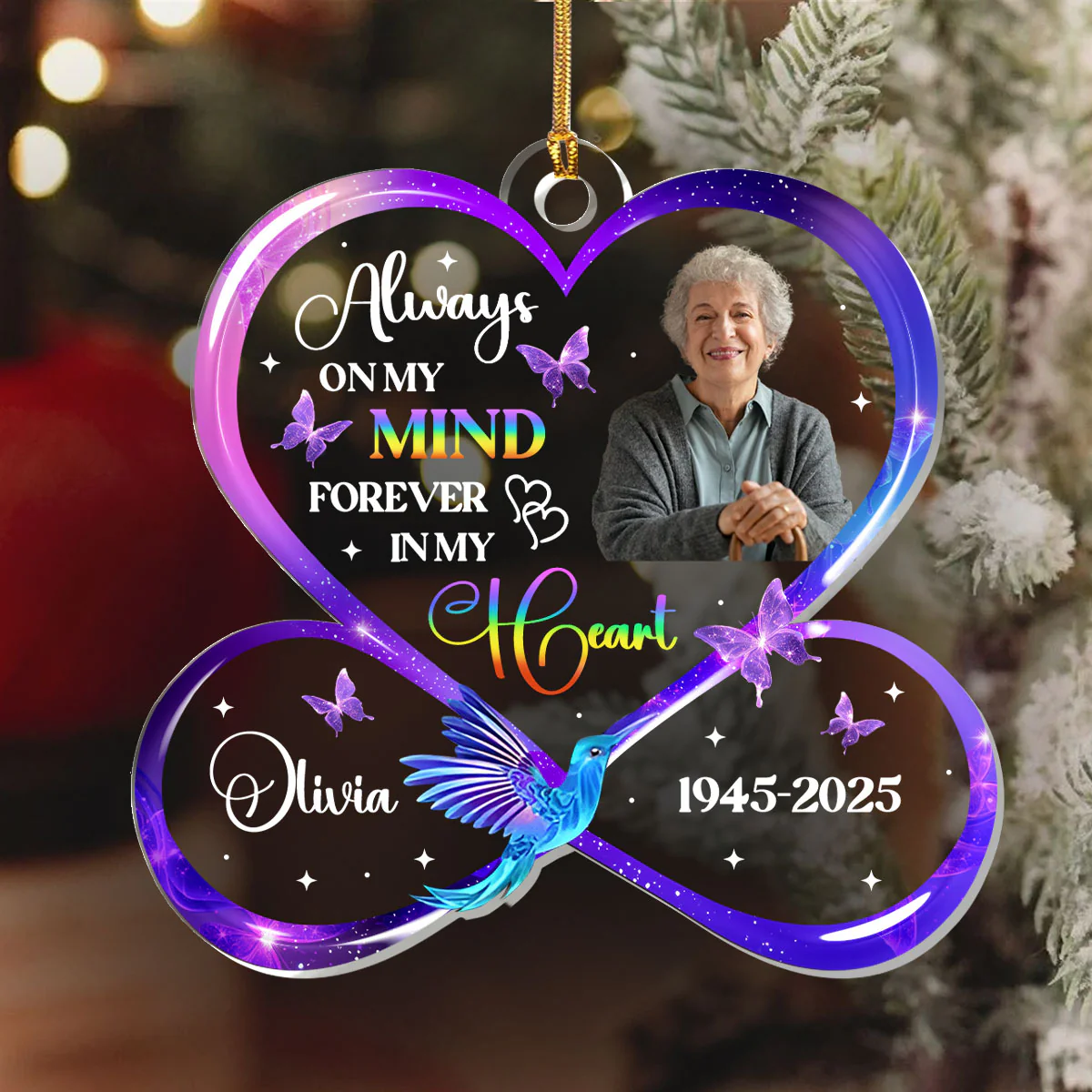 Always On My Mind Forever In My Heart - Personalized 1-Layer Acrylic Ornament - Image 4