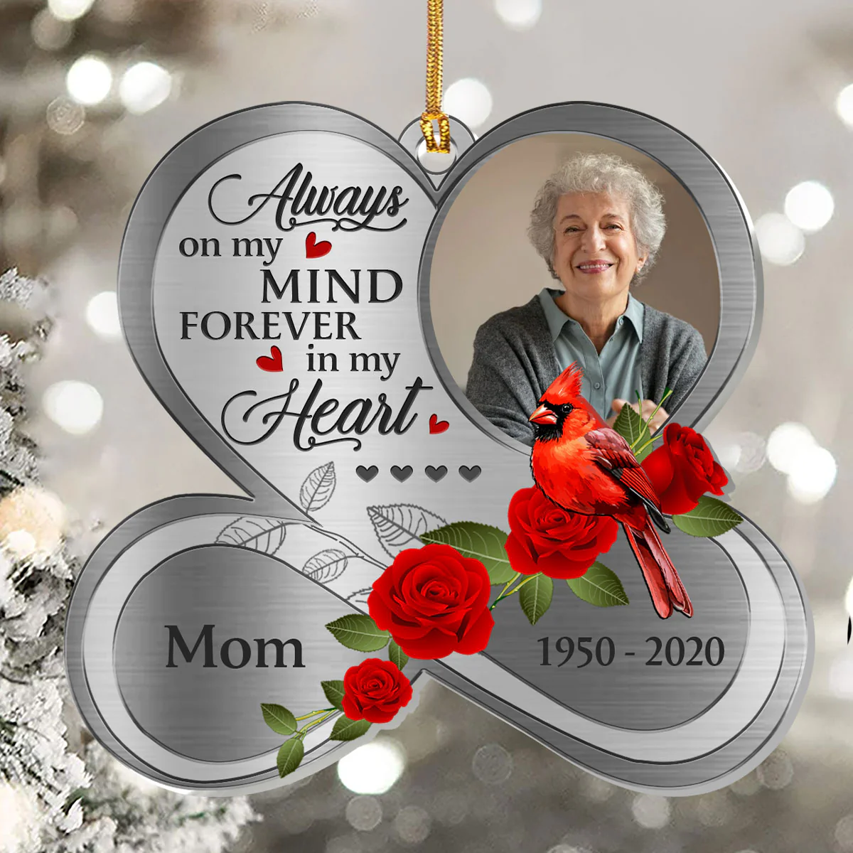 Always On My Mind Forever In My Heart - Personalized 1-Layer Acrylic Ornament - Image 5