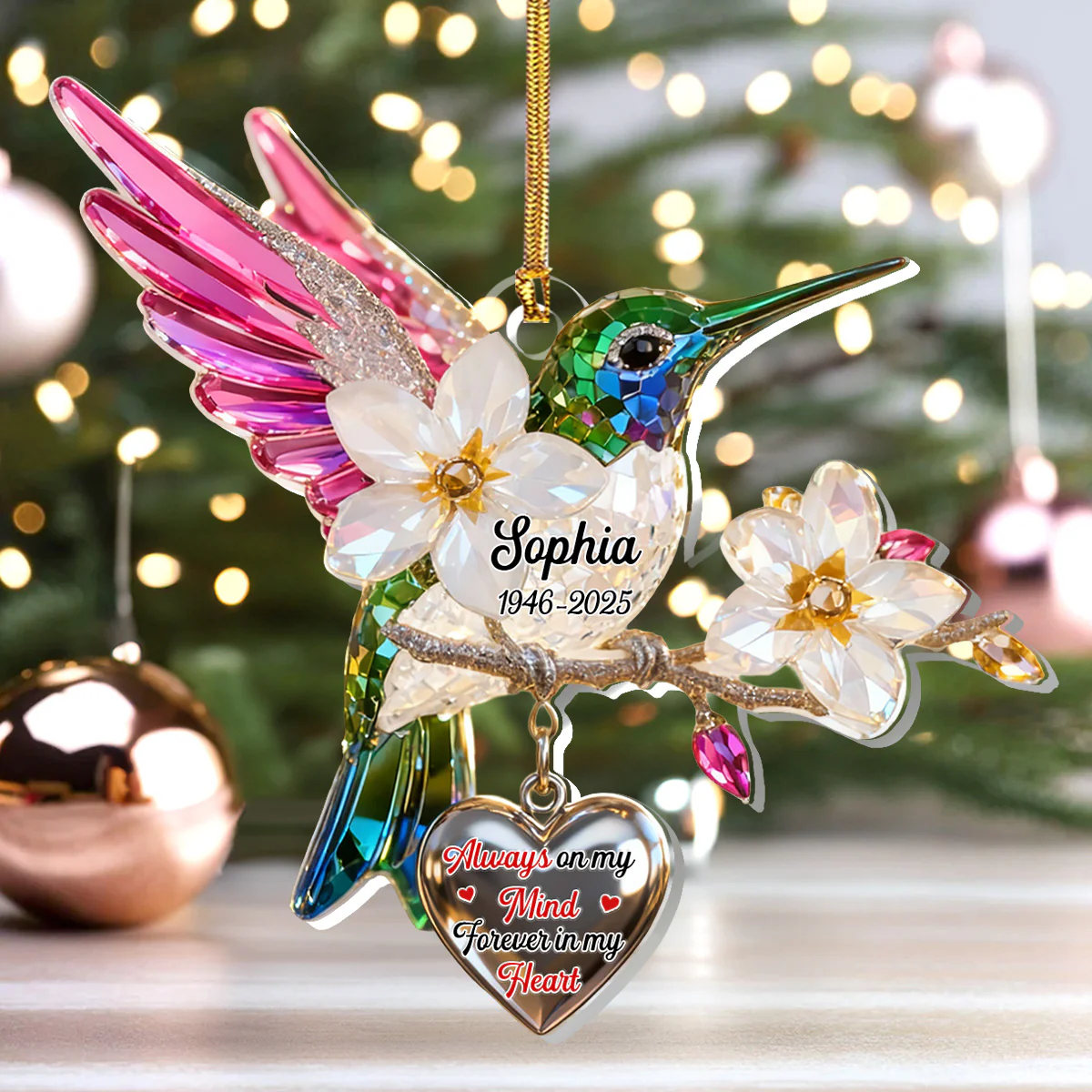 Always On My Mind Forever In My Heart - Personalized 1-Layer Acrylic Ornament - Image 4