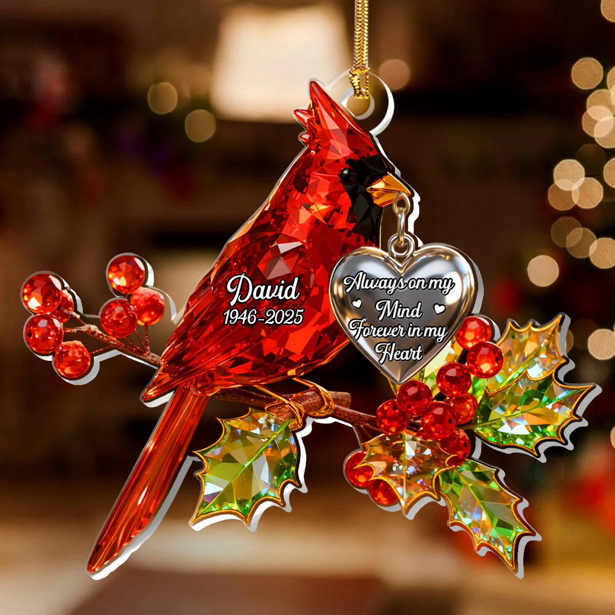 Always On My Mind Forever In My Heart - Personalized 1-Layer Acrylic Ornament - Image 2