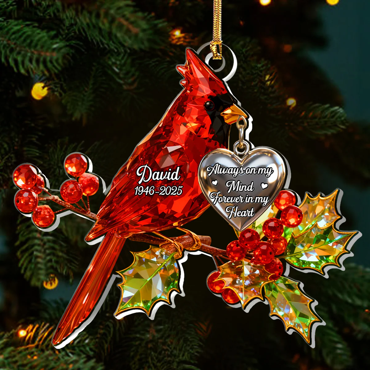 Always On My Mind Forever In My Heart - Personalized 1-Layer Acrylic Ornament - Image 3