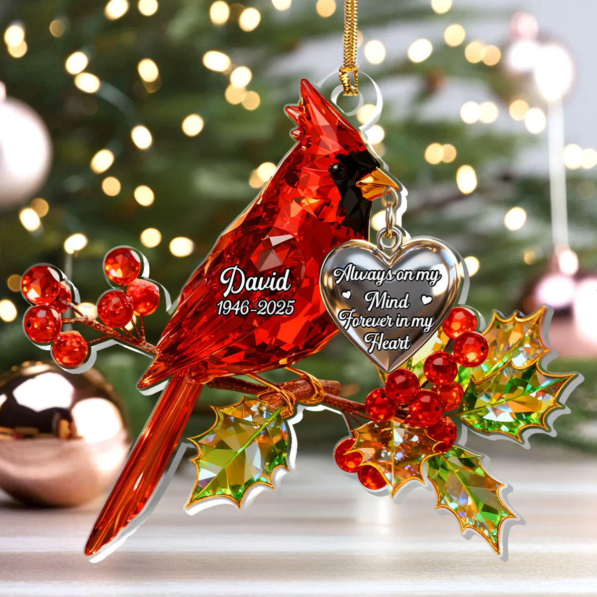 Always On My Mind Forever In My Heart - Personalized 1-Layer Acrylic Ornament - Image 4