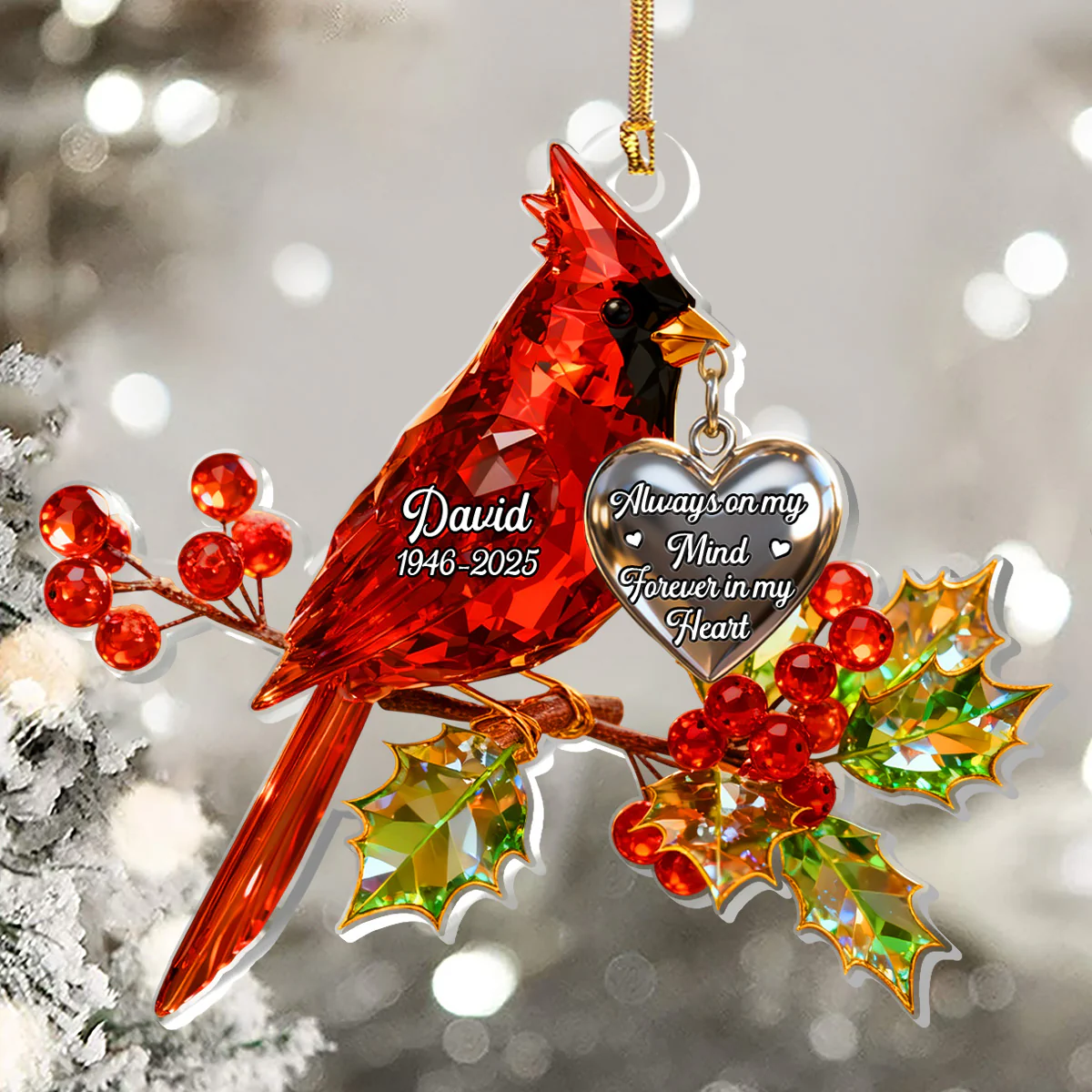 Always On My Mind Forever In My Heart - Personalized 1-Layer Acrylic Ornament - Image 5