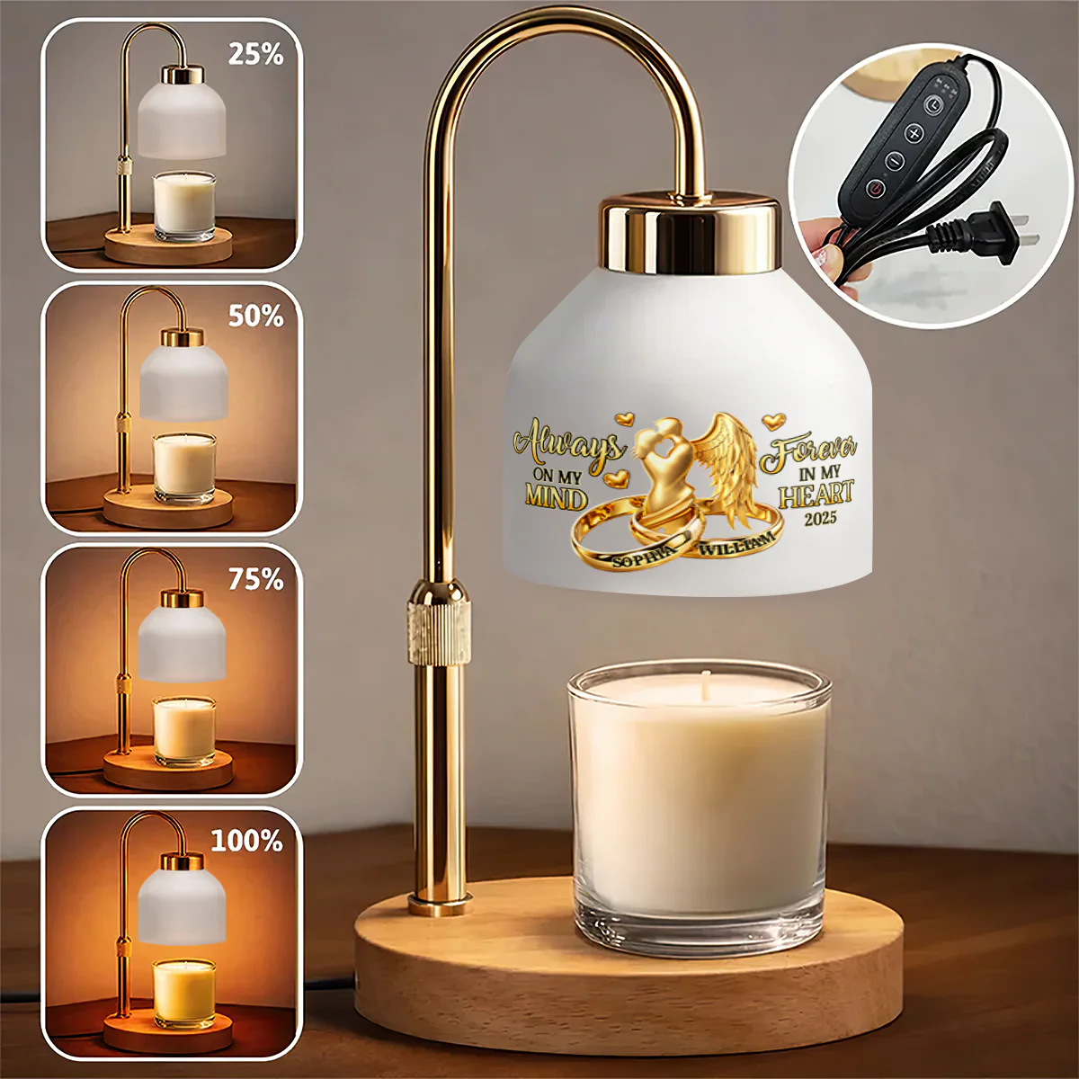 Always On My Mind Forever In My Heart - Personalized Candle Warmer Lamp - Image 6