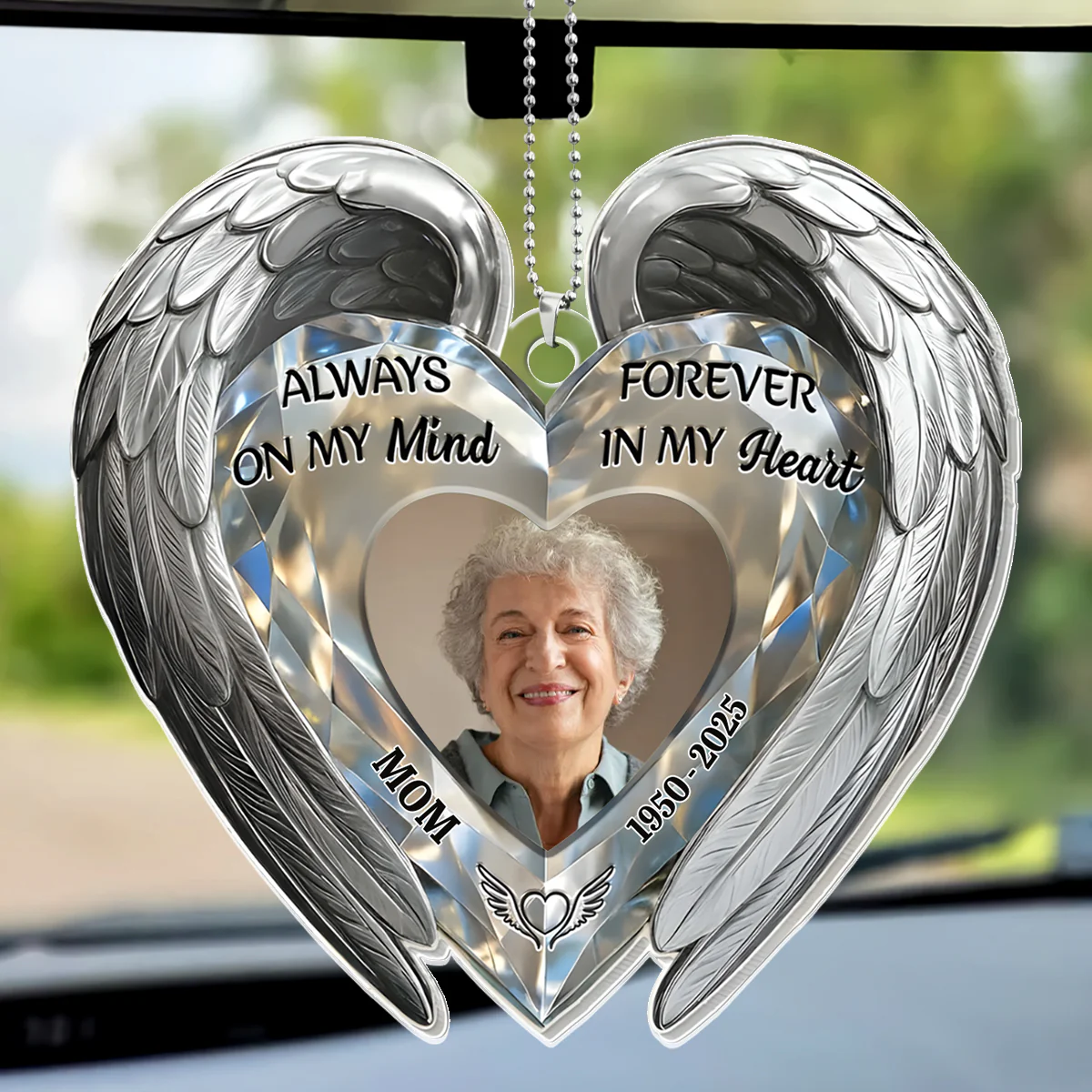 Always On My Mind Forever In My Heart - Personalized Car Acrylic Hanging Ornament