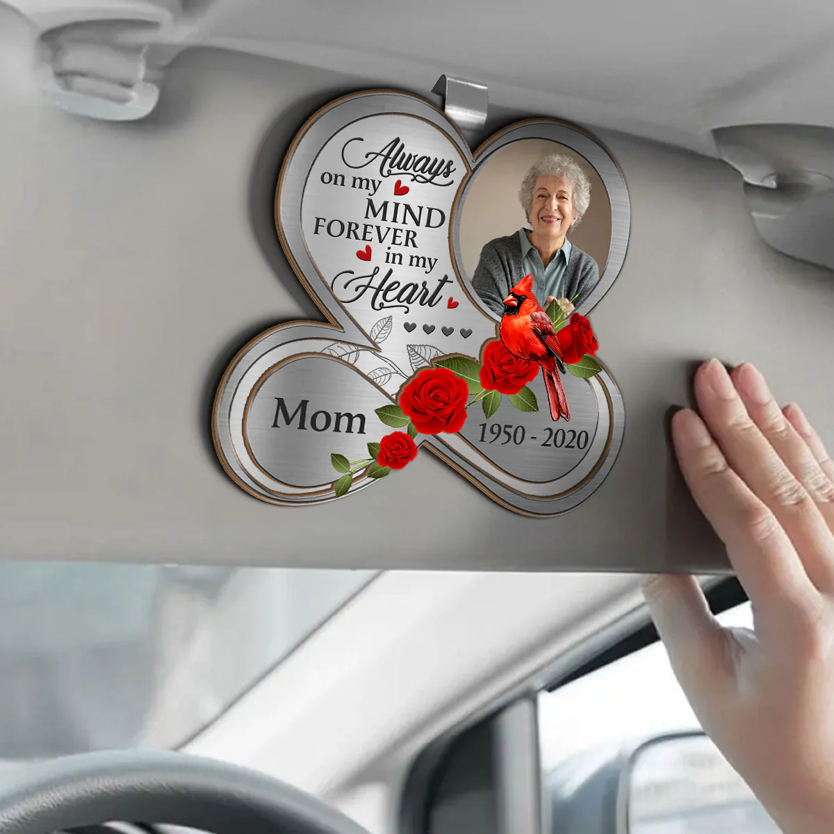 Always On My Mind Forever In My Heart - Personalized Car Visor Clip - Image 3