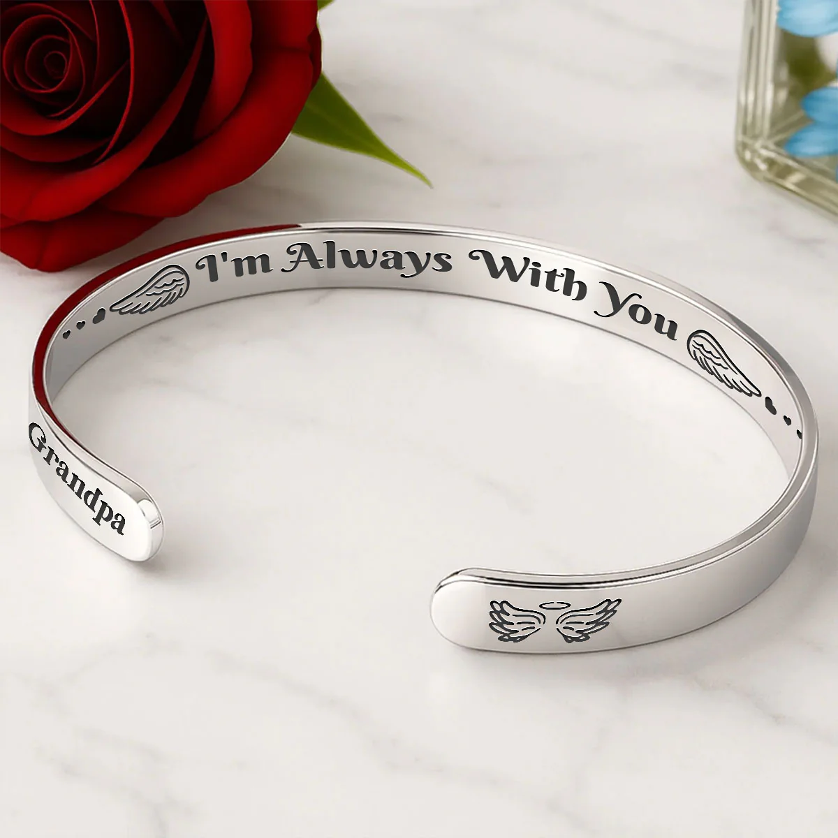 Always With You - Personalized Cuff Bangle Bracelet With Box - Image 4