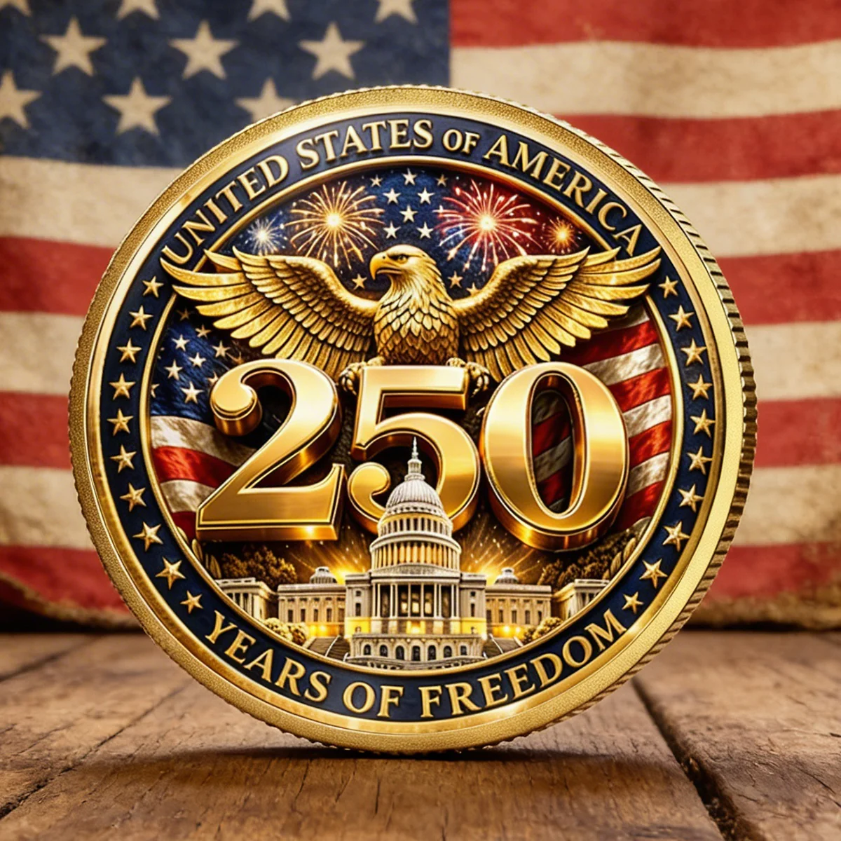 America 250th Anniversary Eagle Of Freedom - Personalized Commemorative Coin