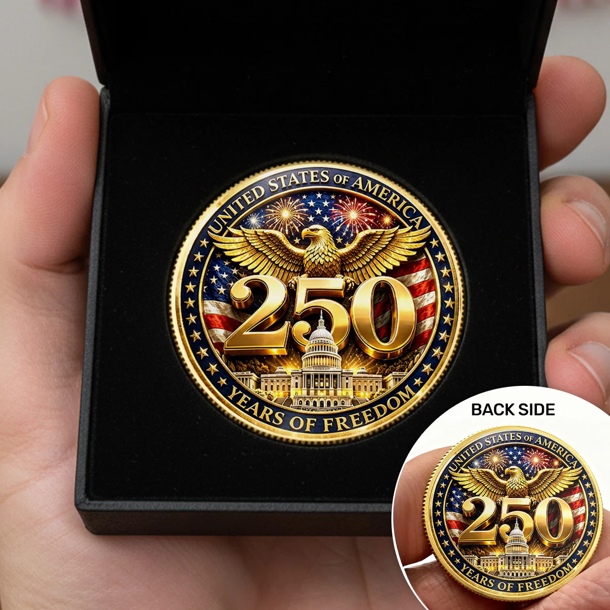 America 250th Anniversary Eagle Of Freedom - Personalized Commemorative Coin - Image 2