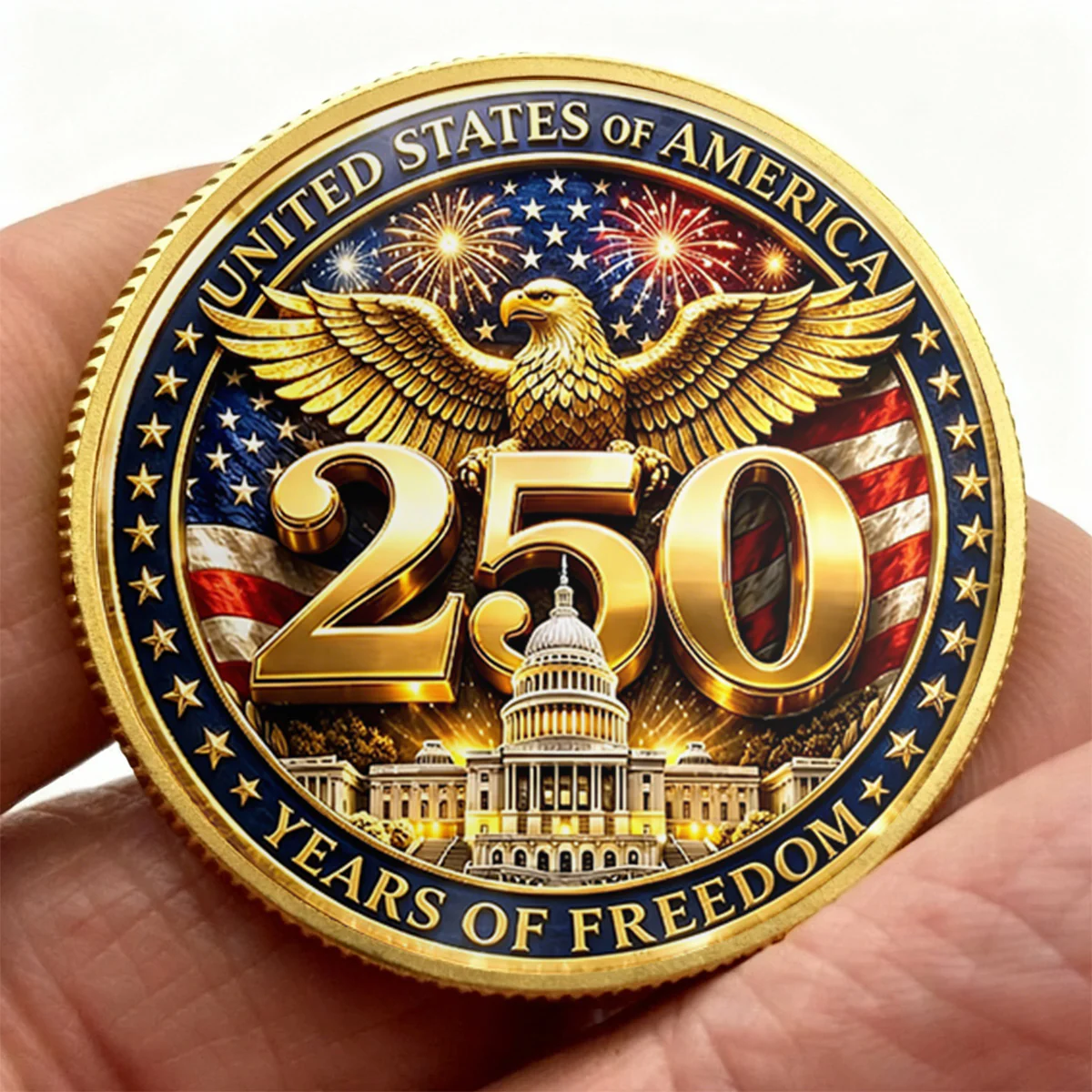 America 250th Anniversary Eagle Of Freedom - Personalized Commemorative Coin - Image 3