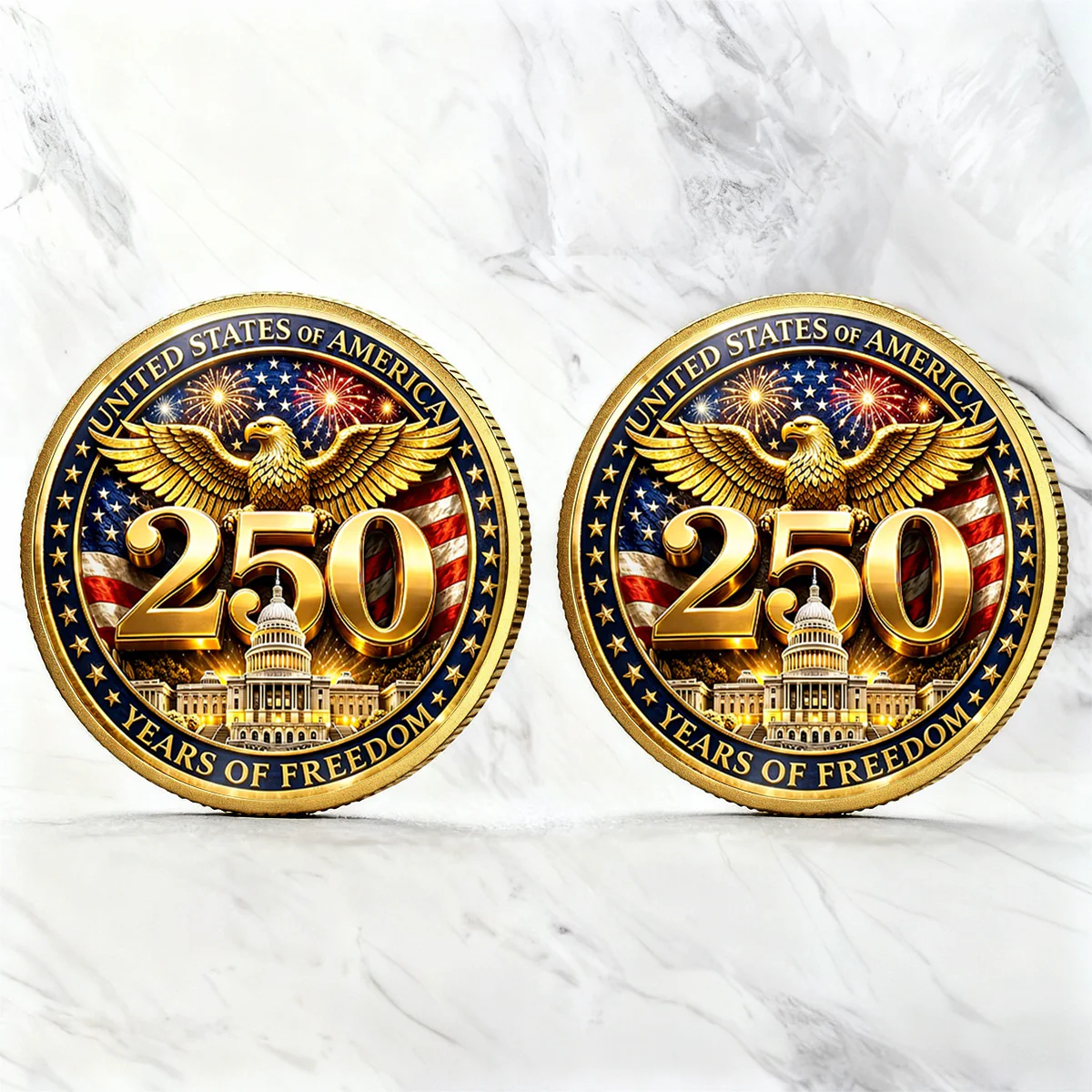 America 250th Anniversary Eagle Of Freedom - Personalized Commemorative Coin - Image 4
