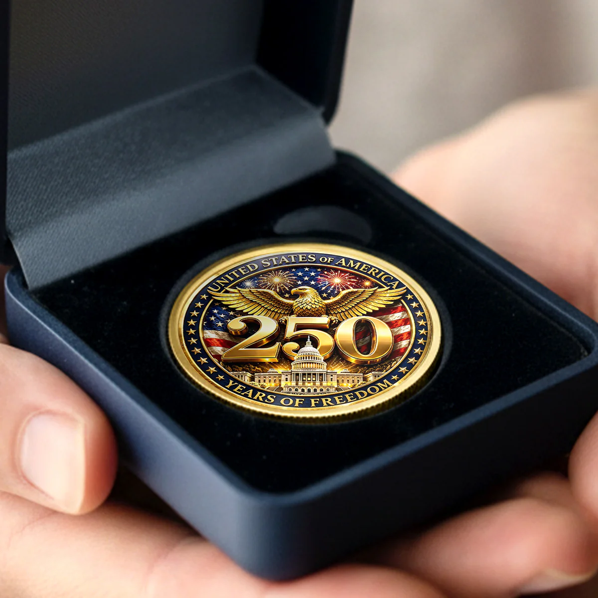 America 250th Anniversary Eagle Of Freedom - Personalized Commemorative Coin - Image 5