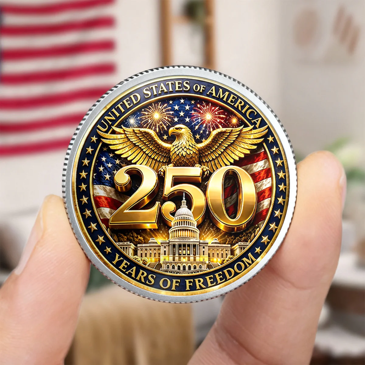 America 250th Anniversary Eagle Of Freedom - Personalized Commemorative Coin - Image 6