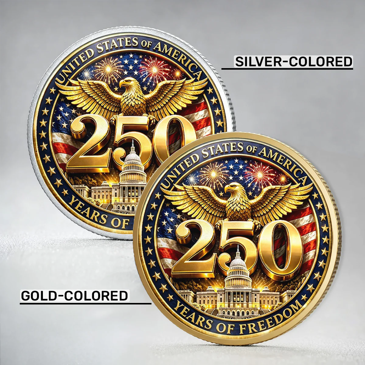 America 250th Anniversary Eagle Of Freedom - Personalized Commemorative Coin - Image 8
