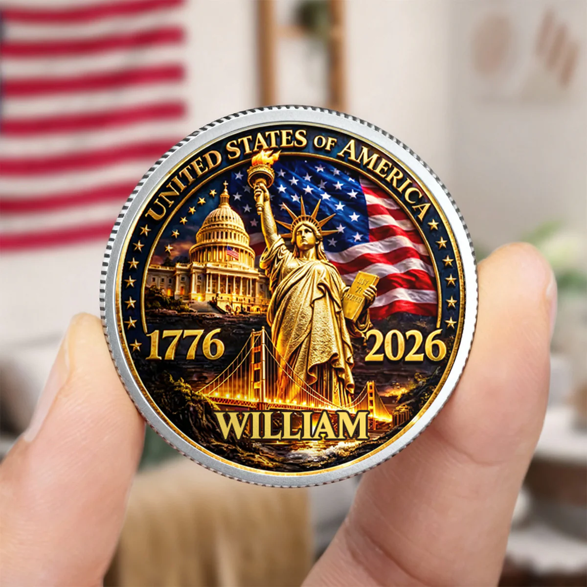 America 250th Anniversary Freedom Symbol - Personalized Commemorative Coin - Image 4