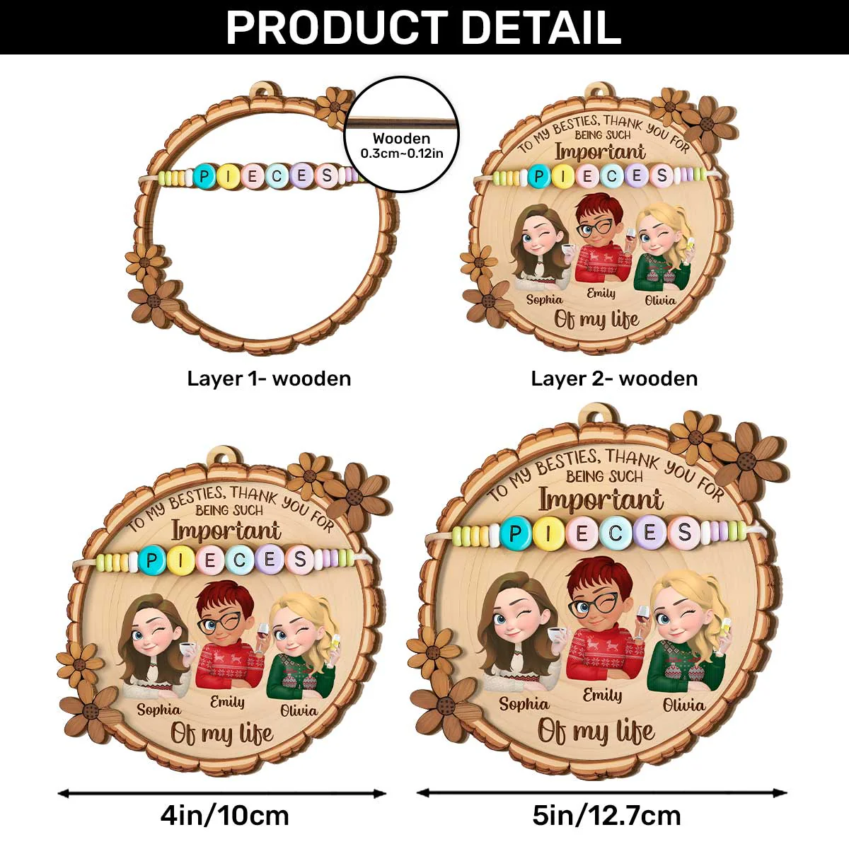 An Important Piece Of My Life - Personalized 2-Layered Wooden Ornament - Image 6