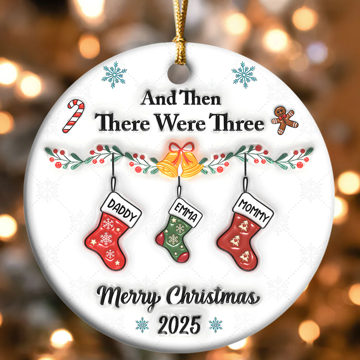 And Then There Were - Personalized Round Shaped Ceramic Ornament - Image 4
