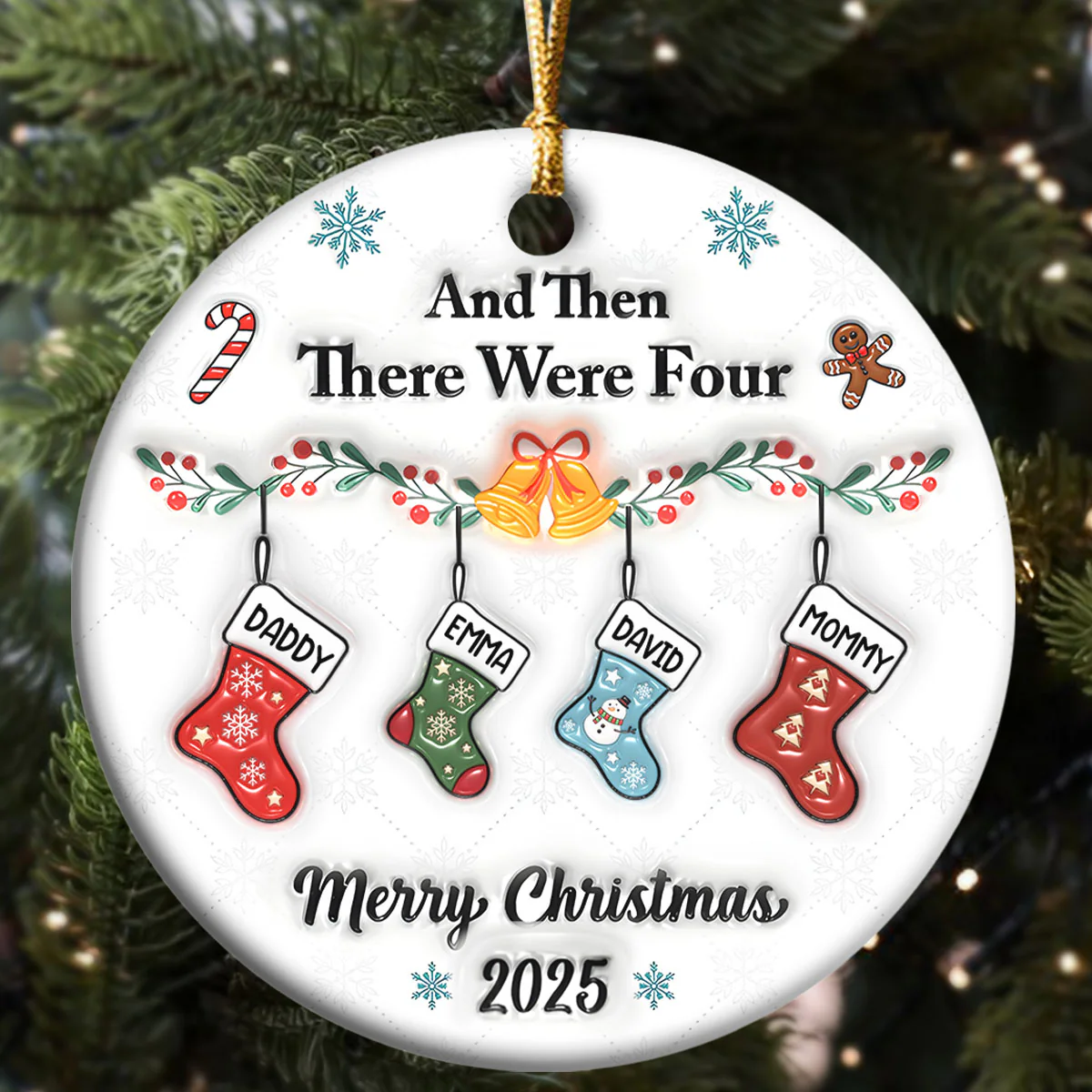 And Then There Were - Personalized Round Shaped Ceramic Ornament - Image 5