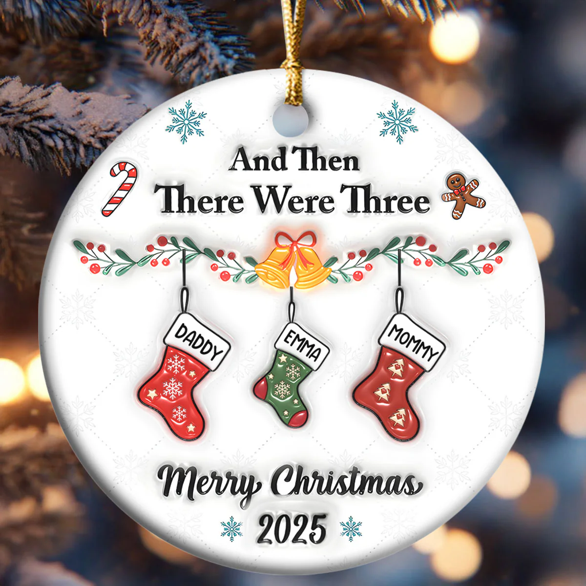 And Then There Were - Personalized Round Shaped Ceramic Ornament - Image 6