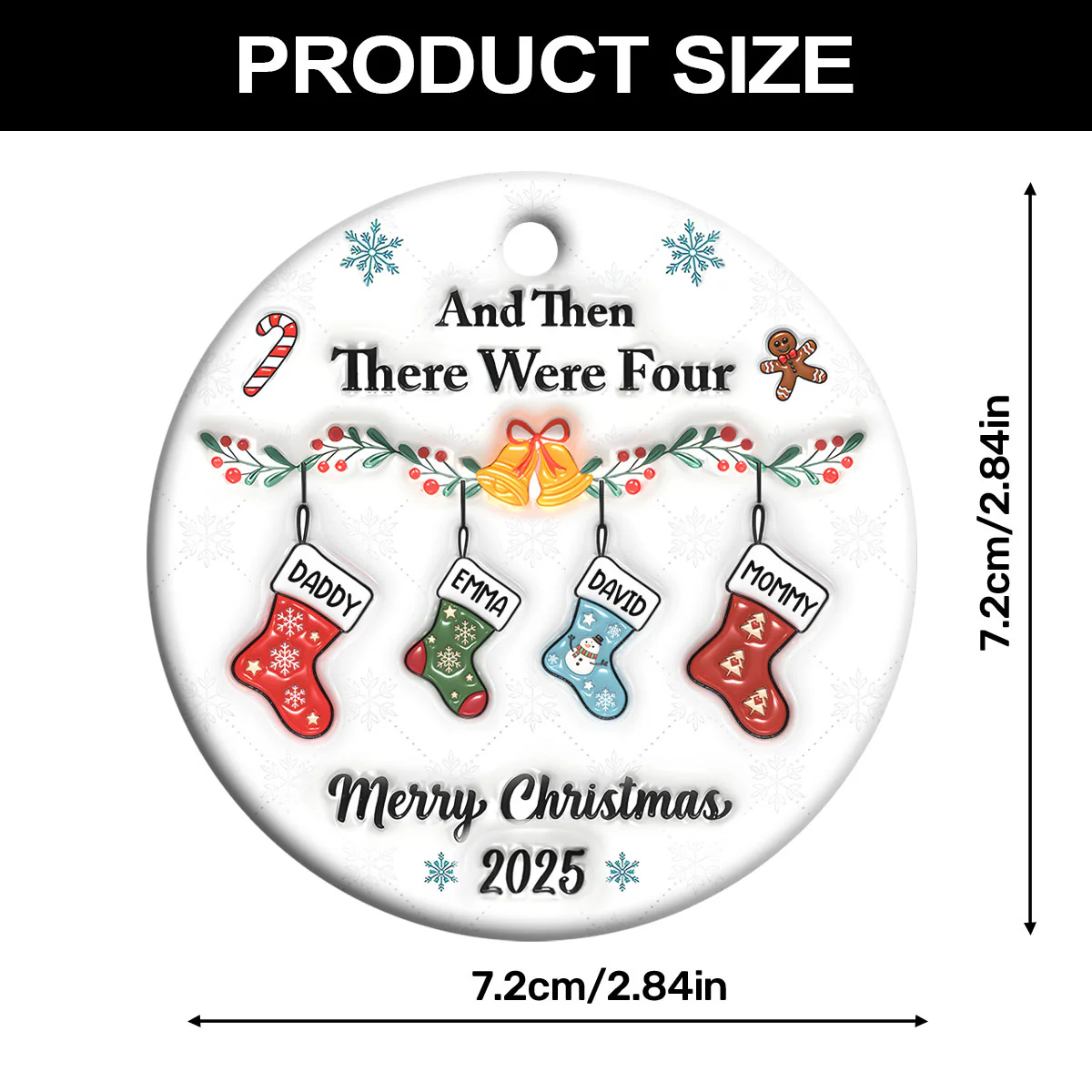 And Then There Were - Personalized Round Shaped Ceramic Ornament - Image 7