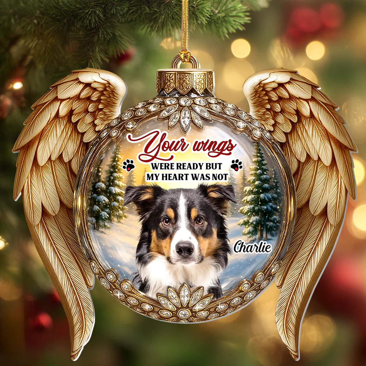 Angel Wings Custom Photo Memorial  - Personalized 1-Layer Acrylic Ornament - Image 4