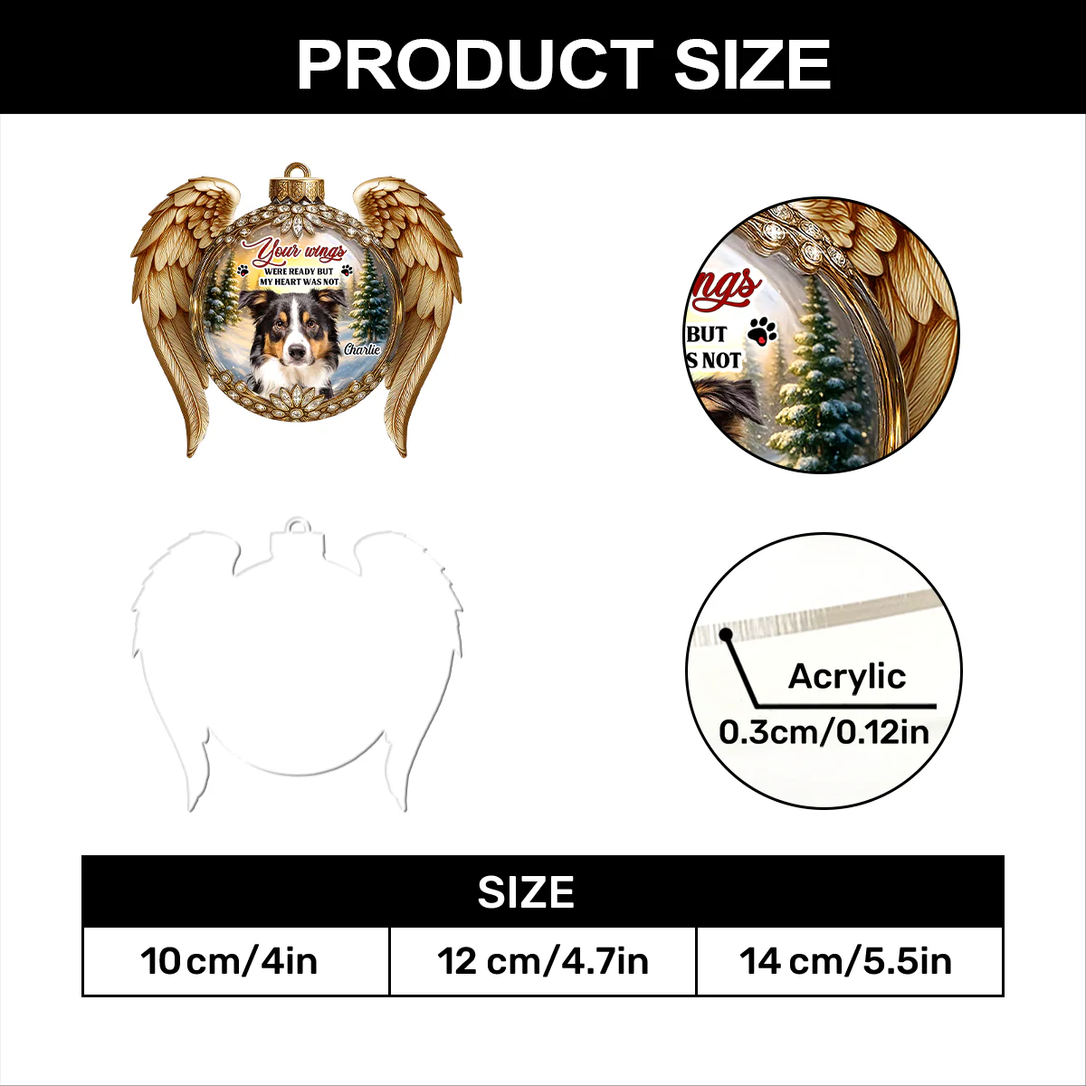 Angel Wings Custom Photo Memorial  - Personalized 1-Layer Acrylic Ornament - Image 7