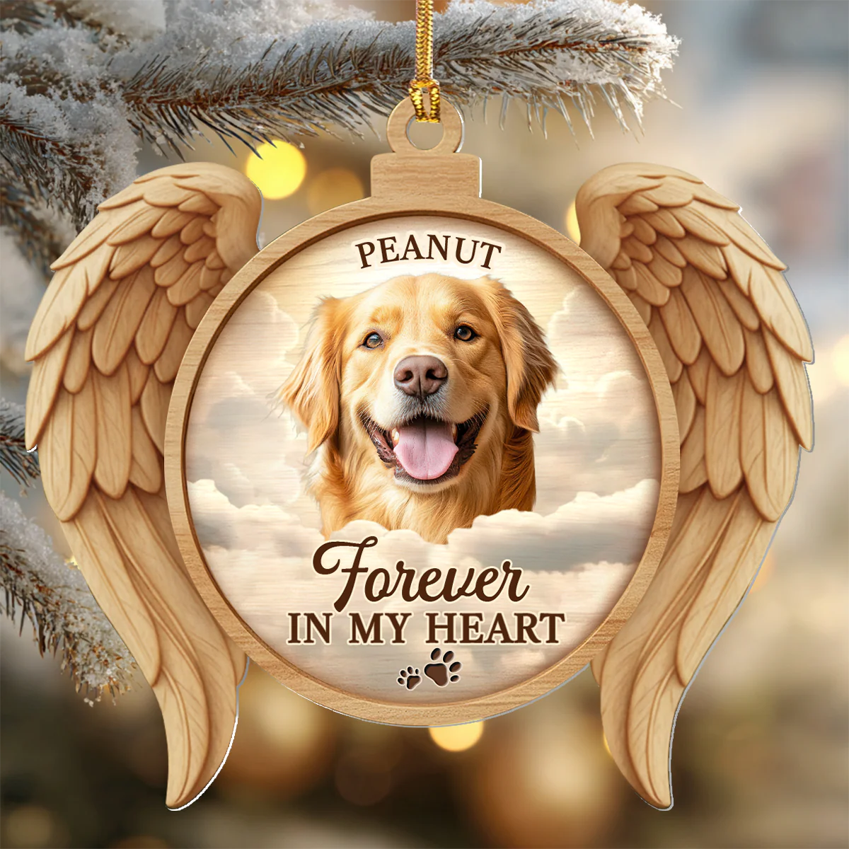 Angel Wings Memorial  - Personalized 1-Layer Acrylic Ornament - Image 2