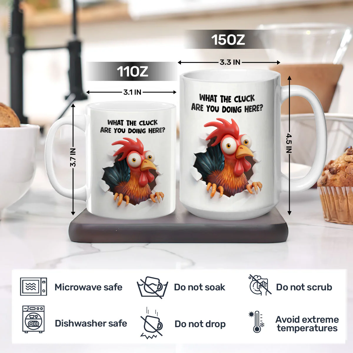 Angry Chicken Breakthrough - Personalized Ceramic Coffee Mug - Image 5