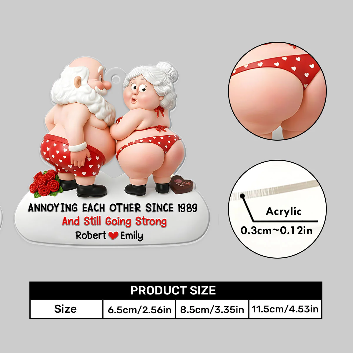 Anniversary Couple Annoying Each Other Since 1989 And Still Going Strong - Personalized Car Acrylic Hanging Ornament - Image 5